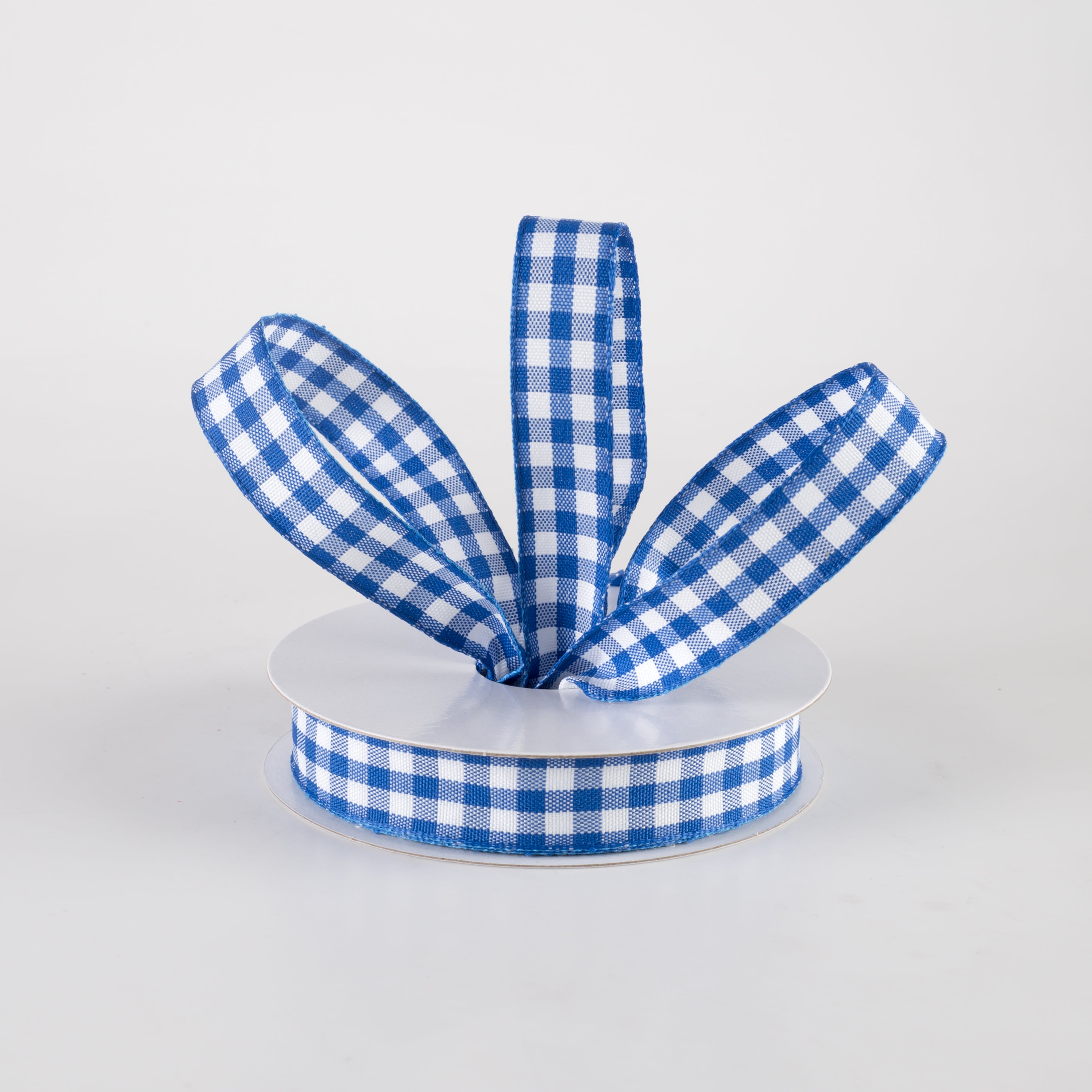 5/8" Classic Check Ribbon: Royal Blue & White (10 Yards) Lifestyle Photo
