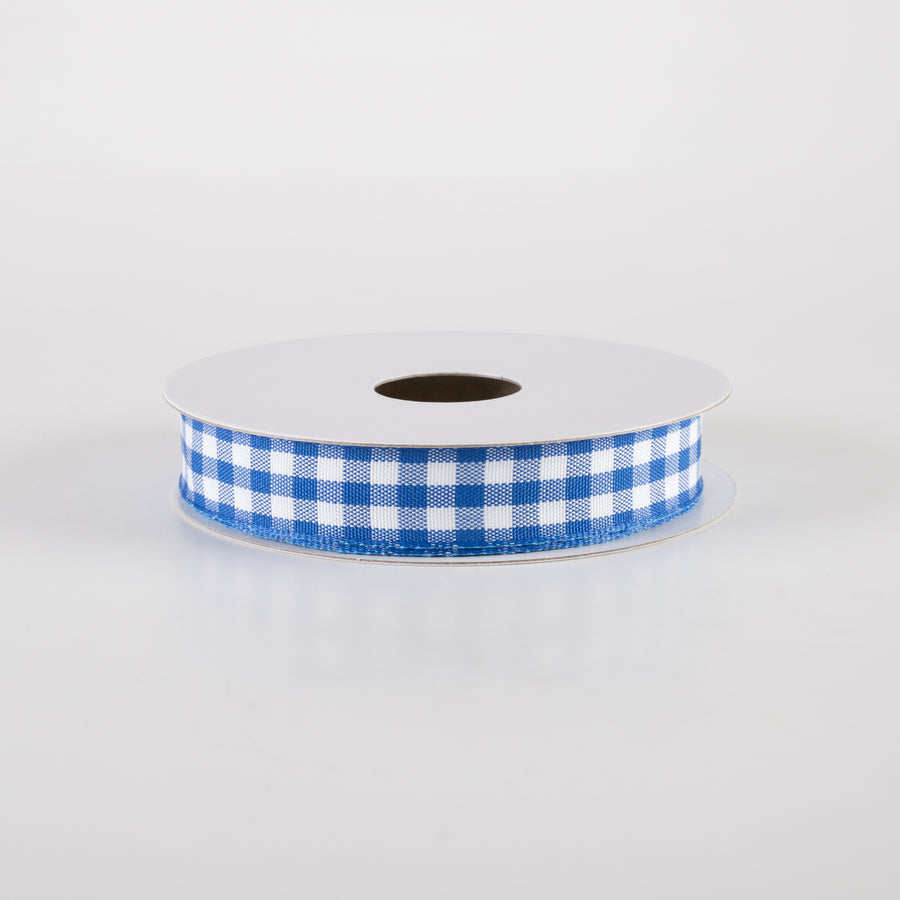 5/8" Classic Check Ribbon: Royal Blue & White (10 Yards)