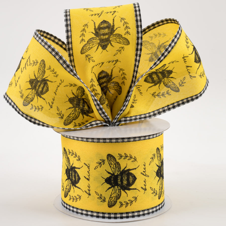 2.5" Classic Honey Bees Gingham Edge Ribbon: Sun Yellow (10 Yards) Lifestyle Photo