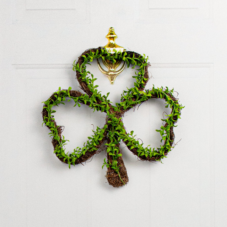 15" Clover Boxwood Grapevine Hanger Lifestyle Photo