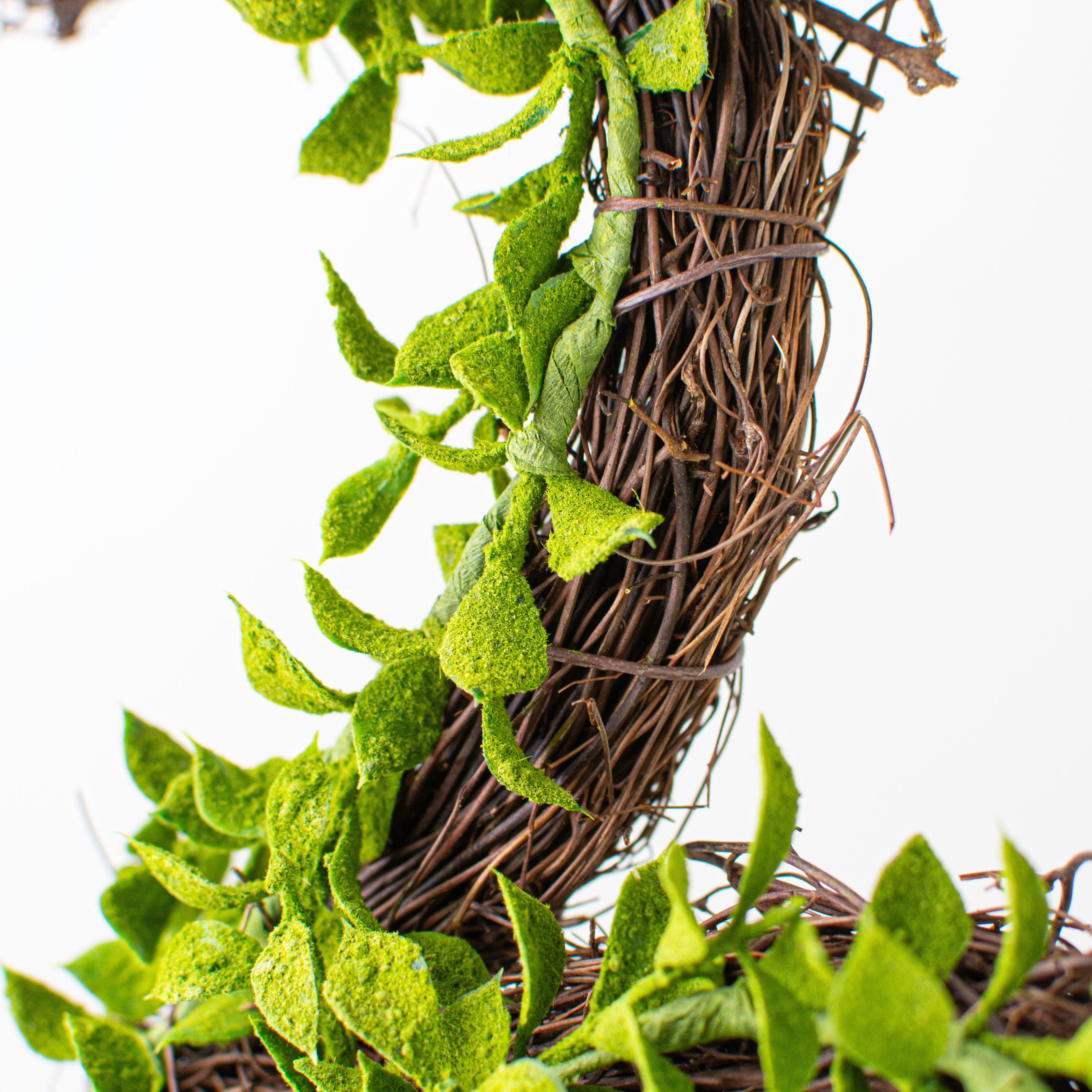 15" Clover Boxwood Grapevine Hanger detail photo 3