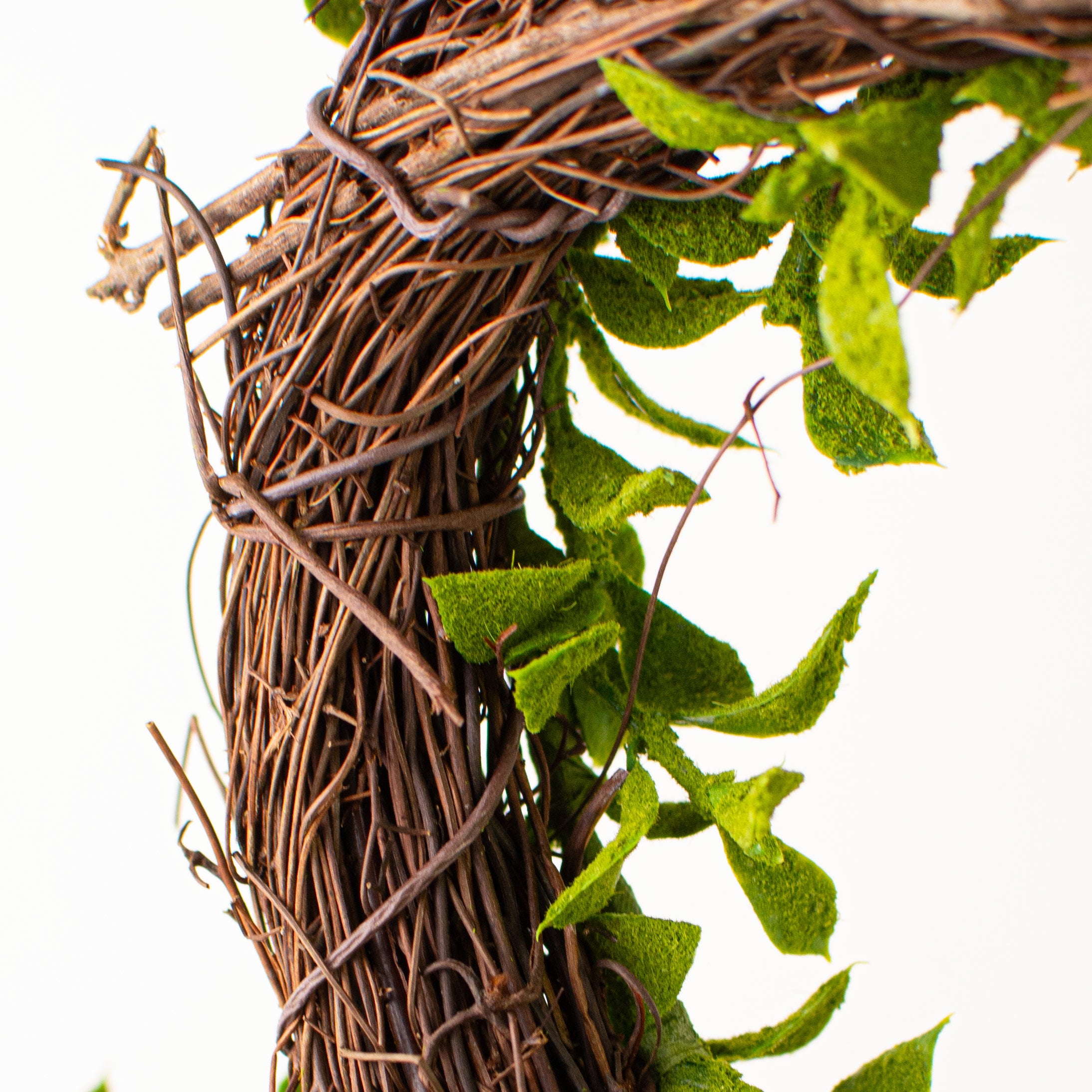 15" Clover Boxwood Grapevine Hanger detail photo 4
