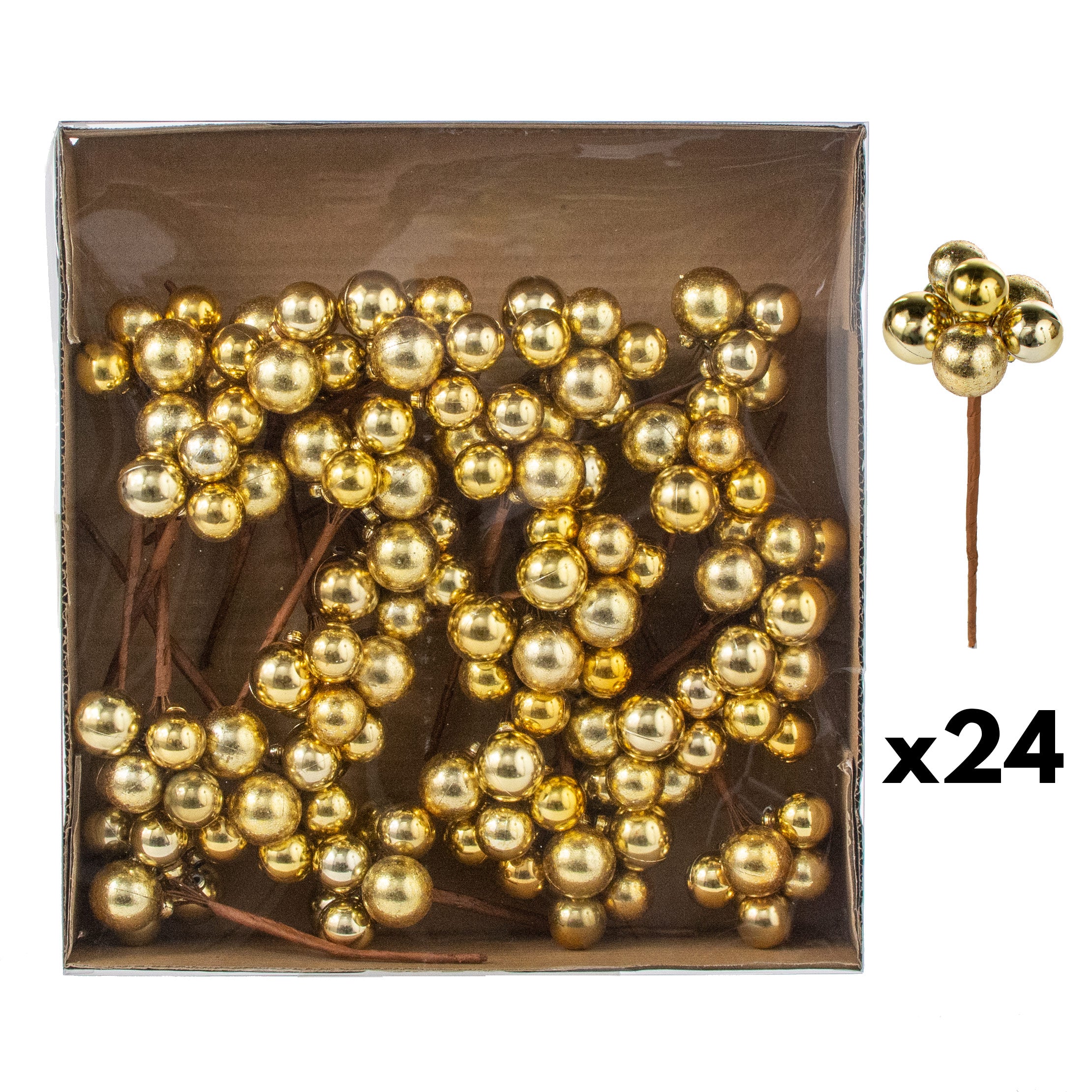 7" Cluster Plastic Ball Picks: Gold (24) Item Number: 173118