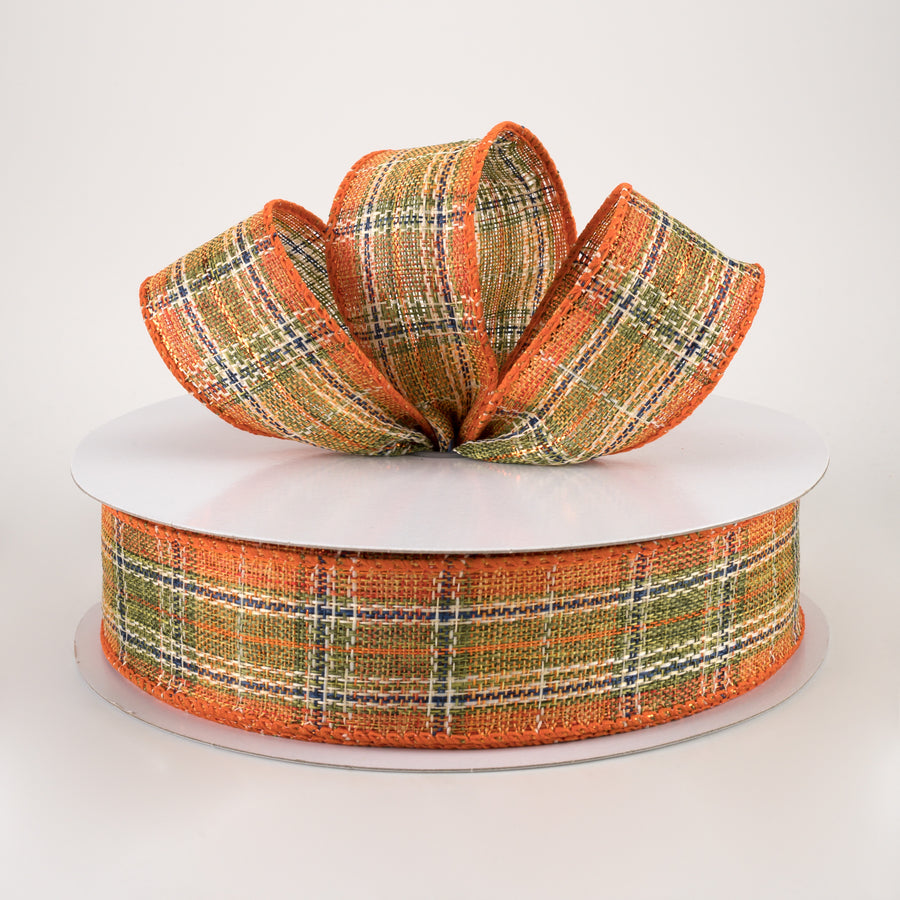 1.5" Coarse Weave Metallic Plaid Ribbon: Fall (50 Yards) Lifestyle Photo