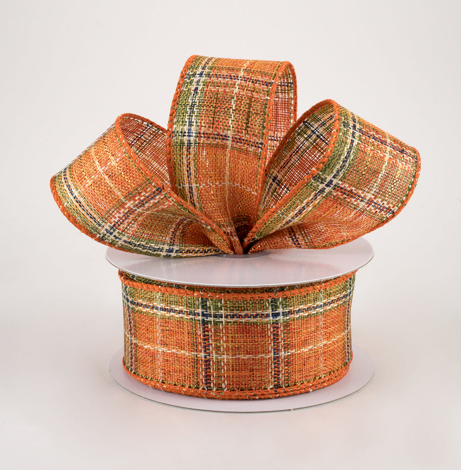 1.5" Coarse Weave Metallic Plaid Ribbon: Fall (10 Yards) Lifestyle Photo