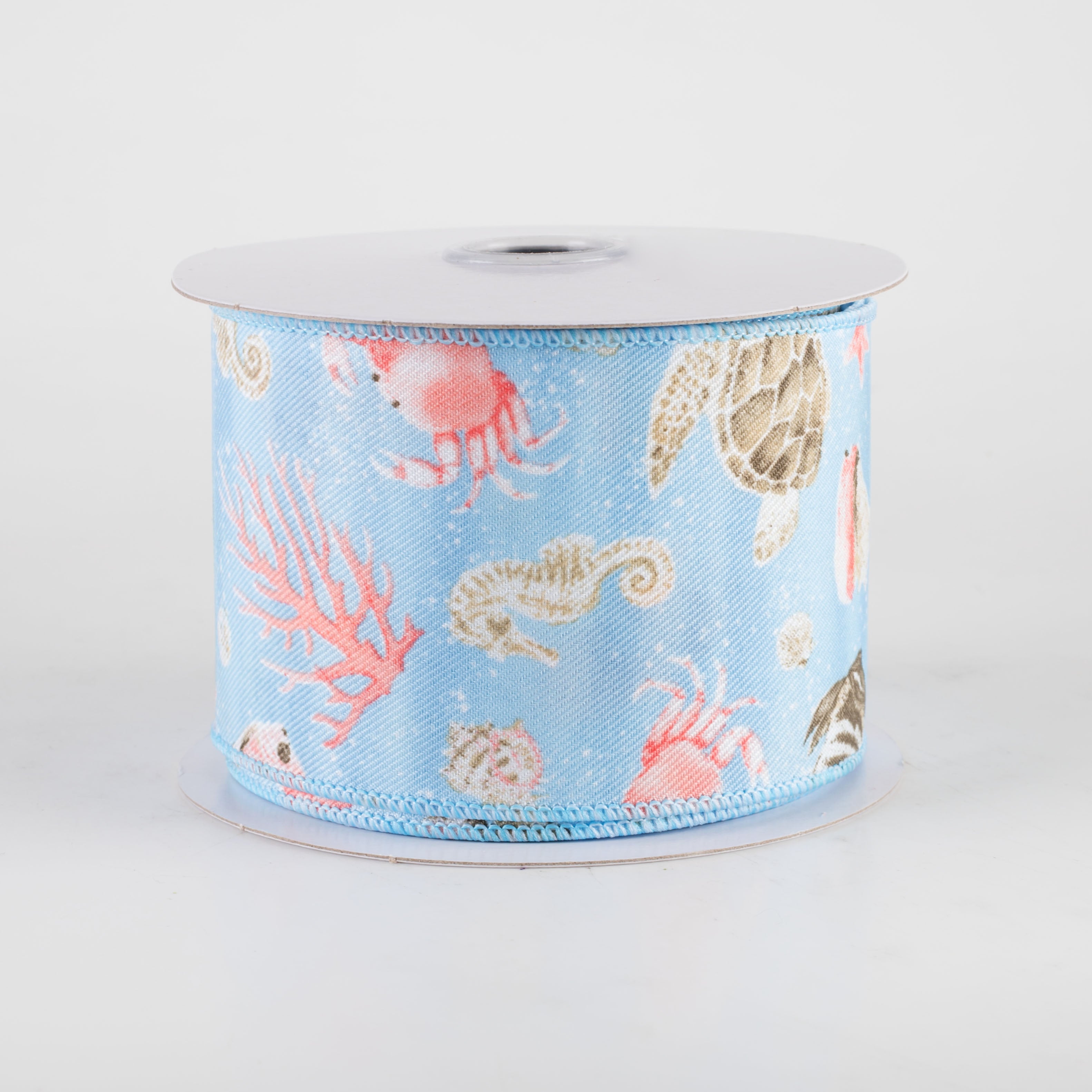 2.5" Coastal Ocean Life Ribbon: Light Blue (10 Yards)