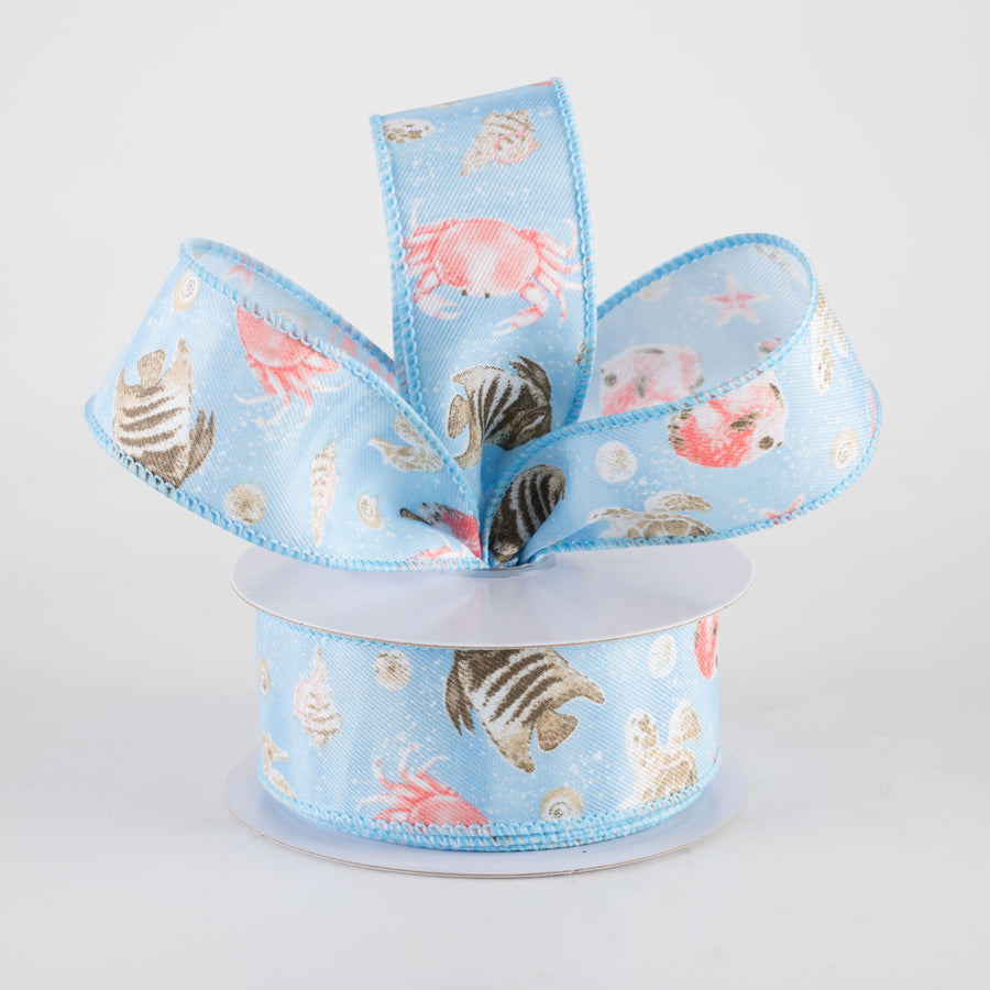 1.5" Coastal Ocean Life Ribbon: Light Blue (10 Yards) Lifestyle Photo