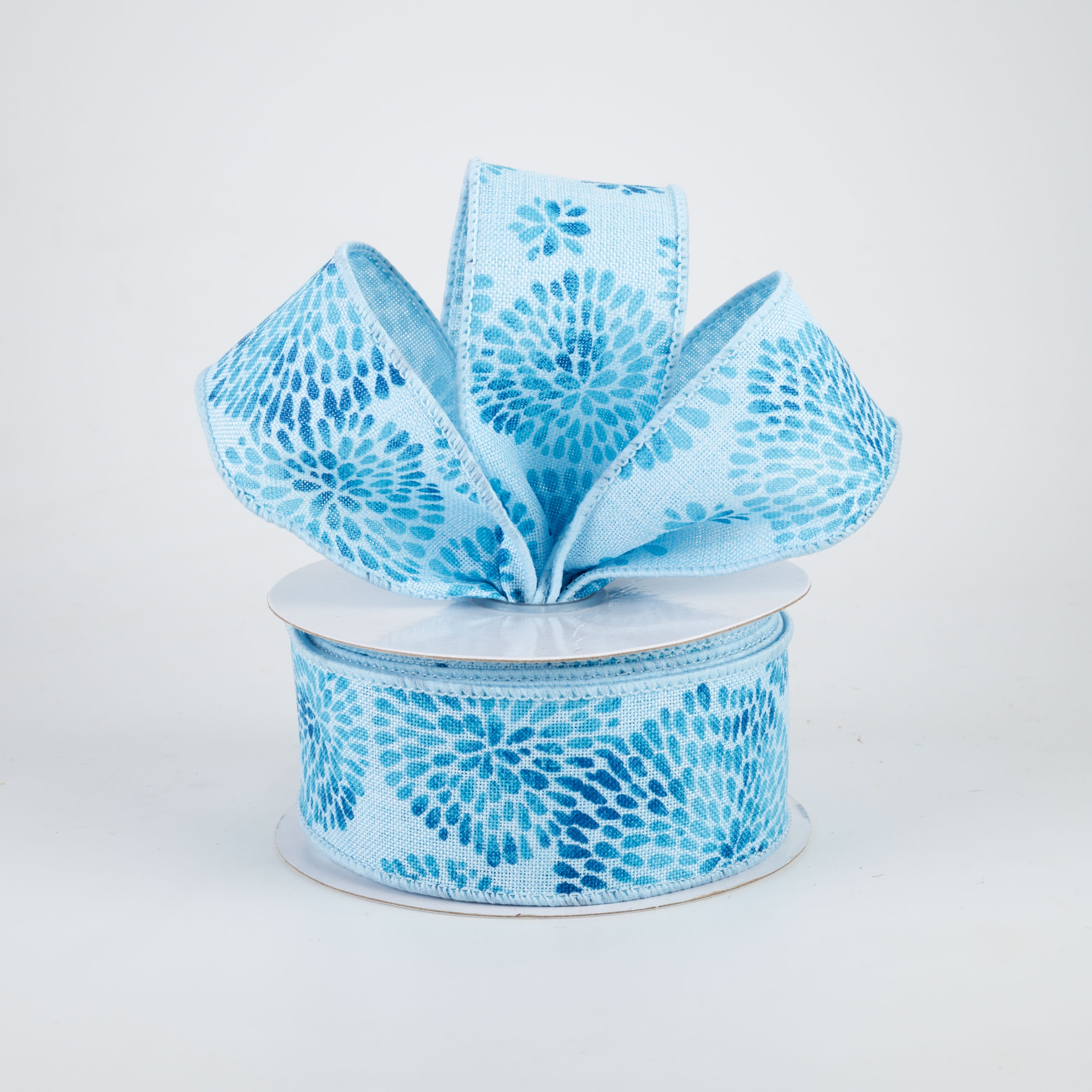 1.5" Color Bursts Ribbon: Multi Blue (10 Yards) Lifestyle Photo