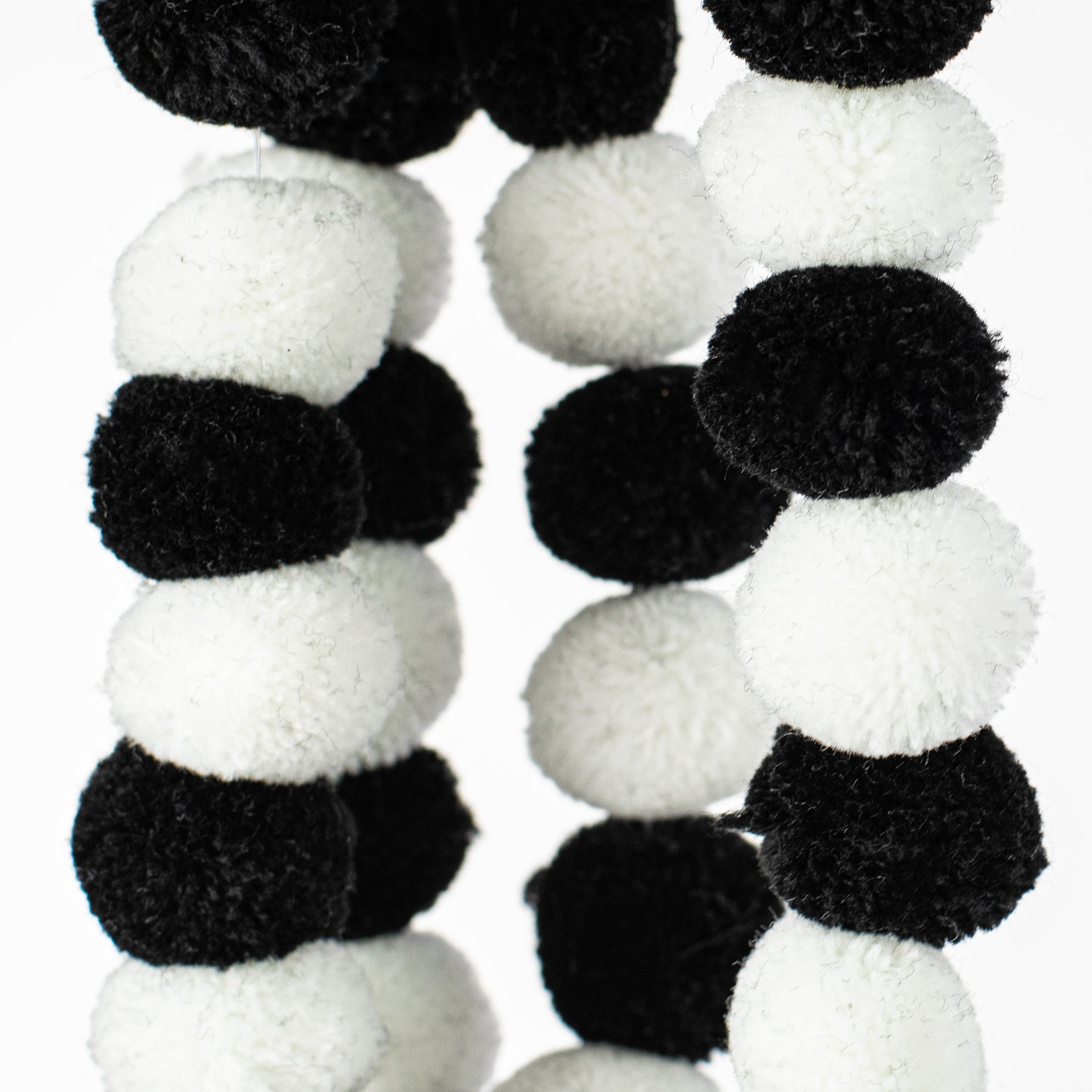 68" 2-Color Pom Pom Garland: Black & White detail photo 3
