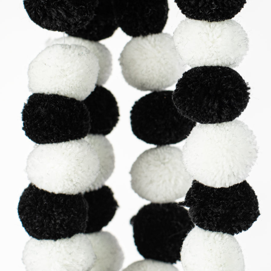 68" 2-Color Pom Pom Garland: Black & White detail photo 3
