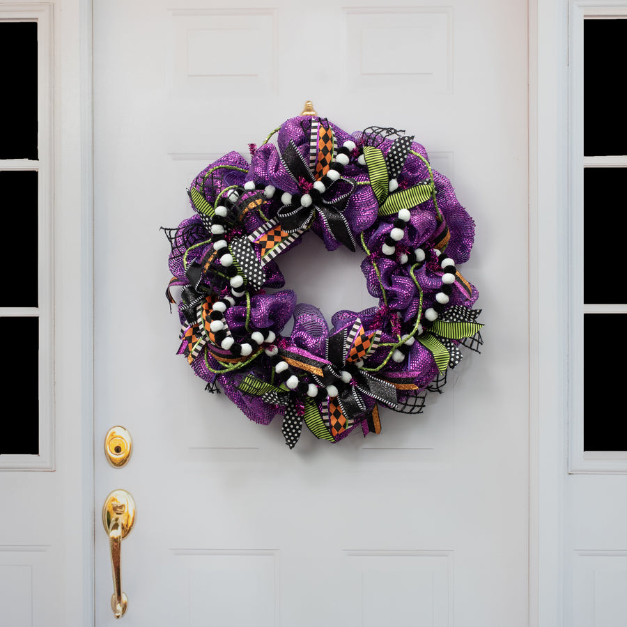 68" 2-Color Pom Pom Garland: Black & White detail photo 4