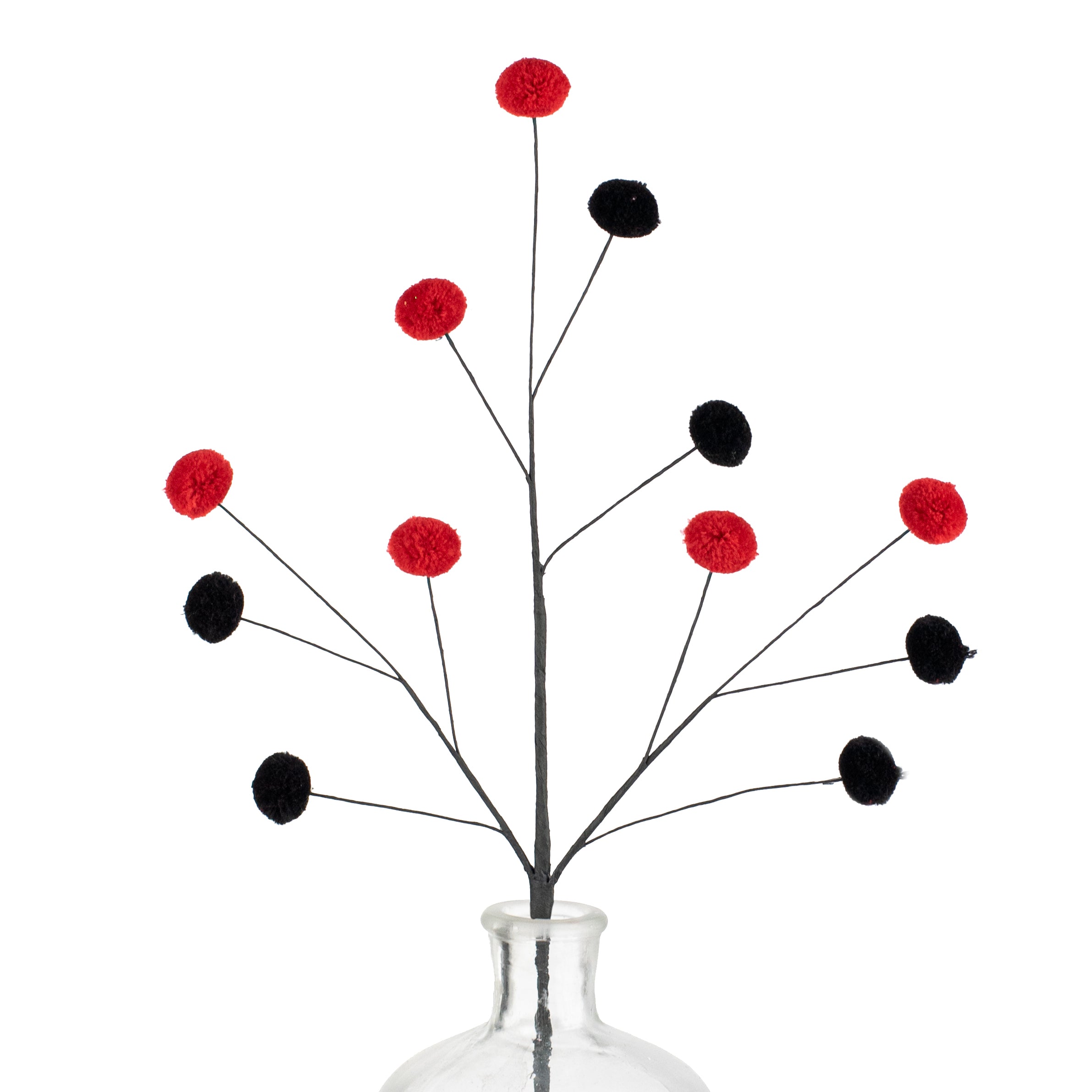 23" 2-Color Pom Pom Spray: Red & Black Item Number: MN029582