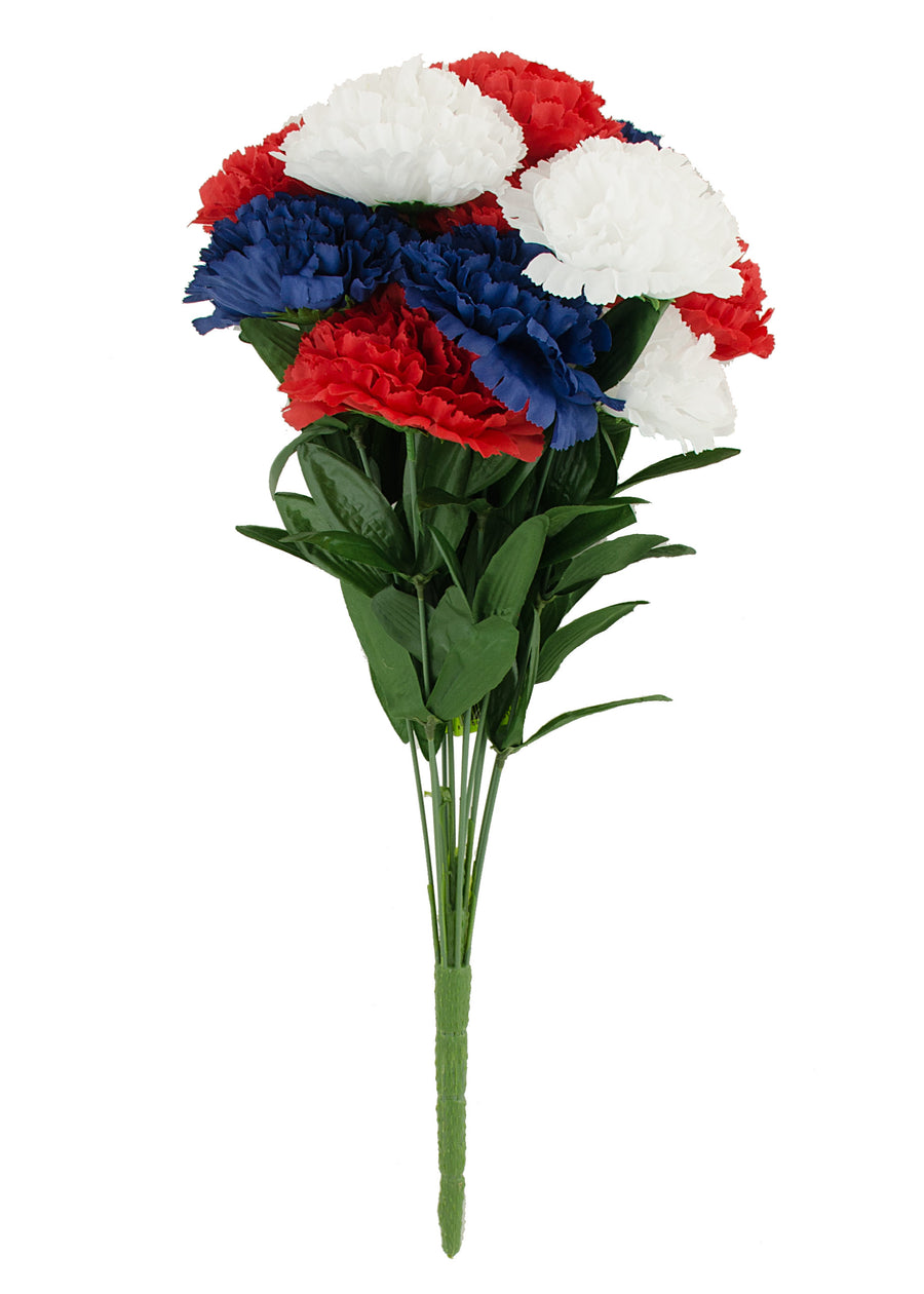 20" Colorfast Carnation Bush (14): Red, White & Blue detail photo 4