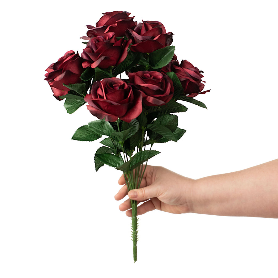 17" Colorfast Lillian Open Rose Bush: Burgundy detail photo 3