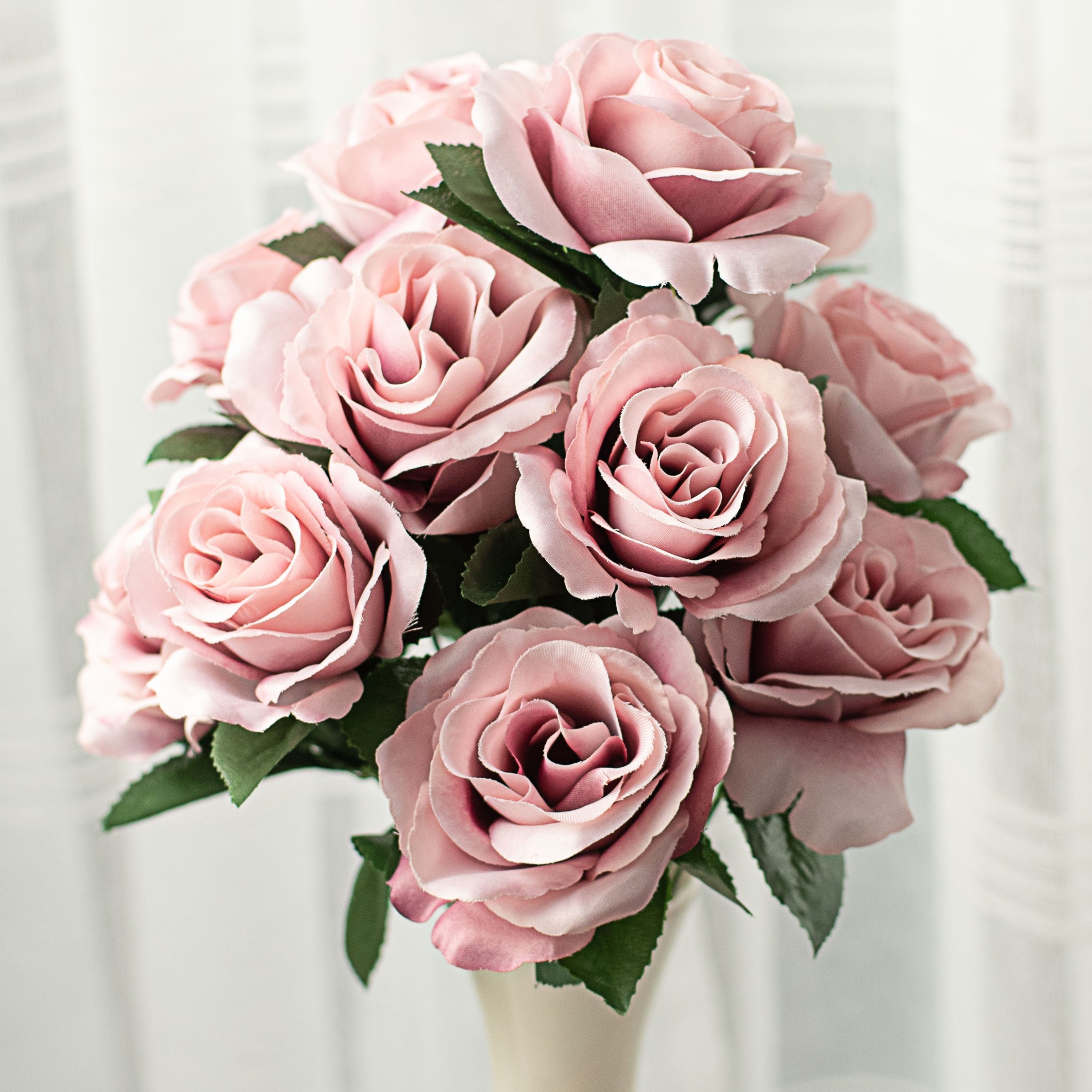 17" Colorfast Lillian Open Rose Bush: Dusty Pink (12) Item Number: 30388DTPK