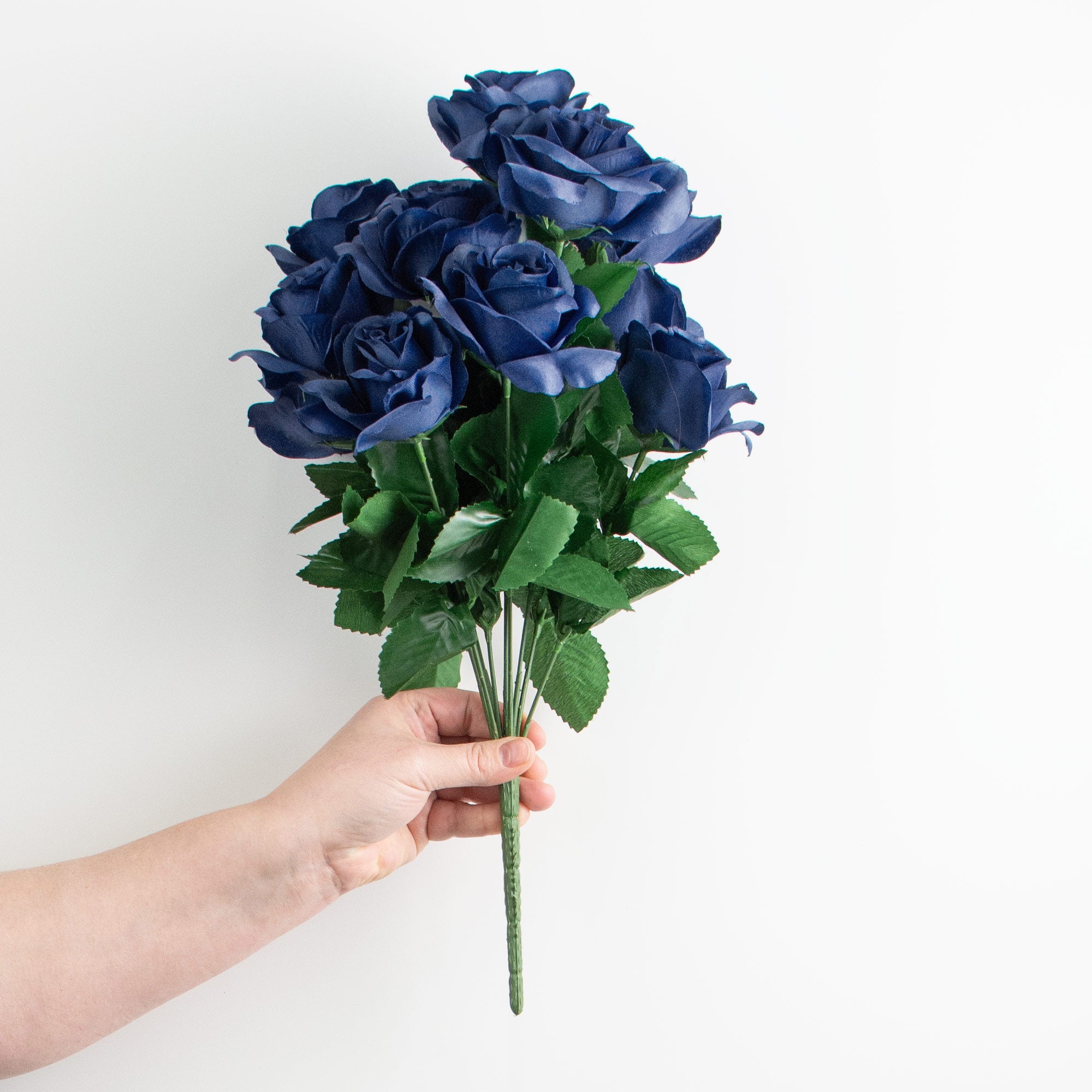 17" Colorfast Lillian Open Rose Bush: Royal Blue detail photo 3