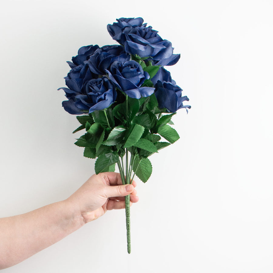 17" Colorfast Lillian Open Rose Bush: Royal Blue detail photo 3