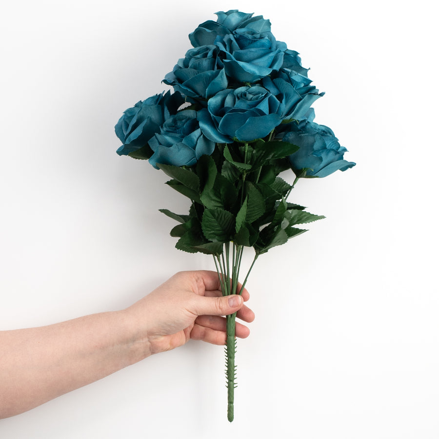 17" Colorfast Lillian Open Rose Bush (12): Teal Blue detail photo 3