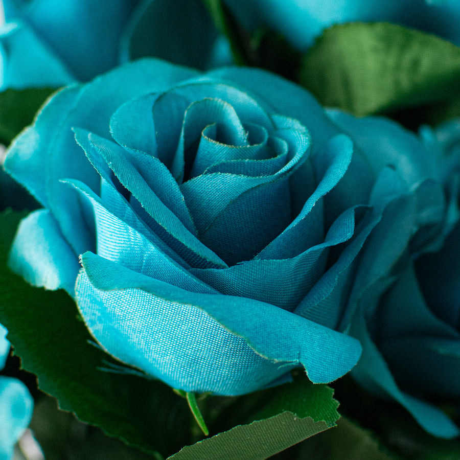 17" Colorfast Lillian Open Rose Bush: Turquoise Lifestyle Photo