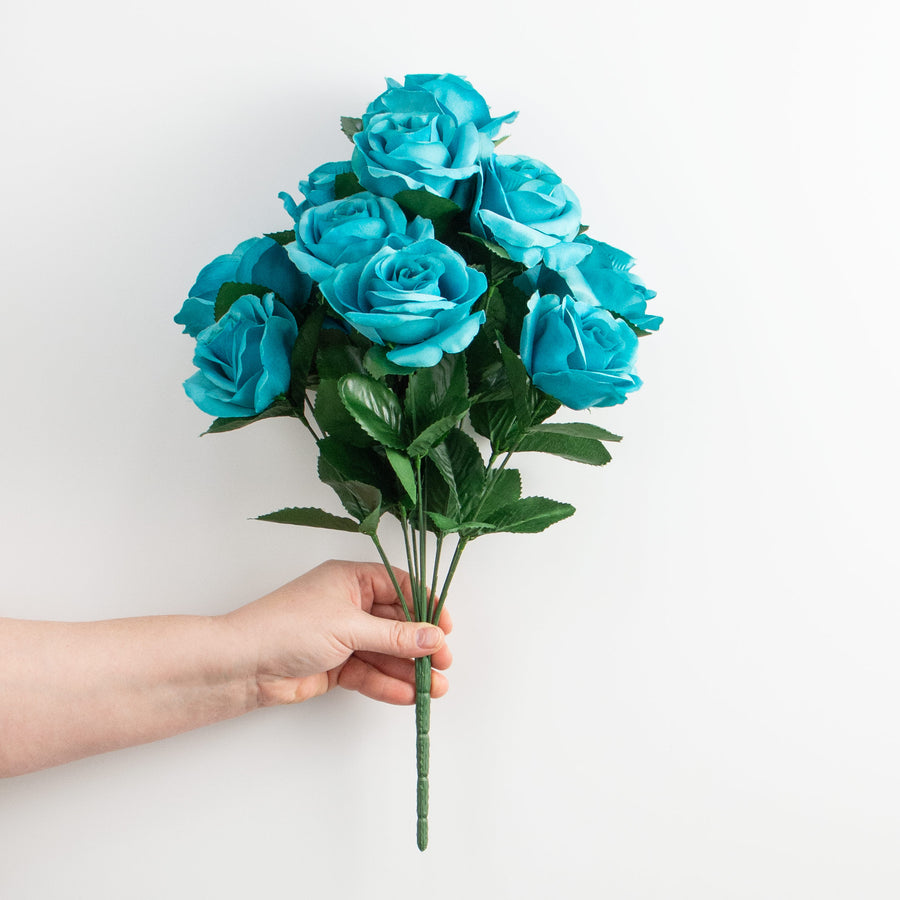 17" Colorfast Lillian Open Rose Bush: Turquoise detail photo 3