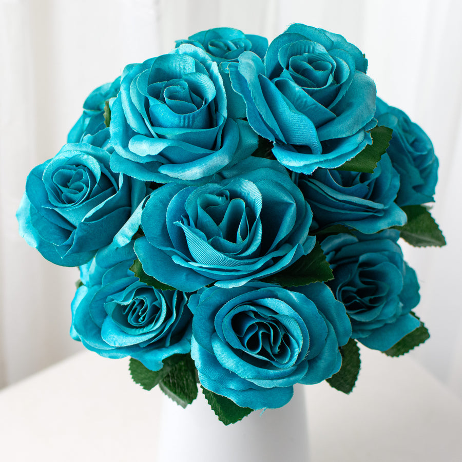 17" Colorfast Lillian Open Rose Bush: Turquoise Item Number: 30388TQ2