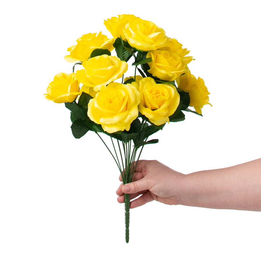 17" Colorfast Lillian Open Rose Bush: Yellow detail photo 3