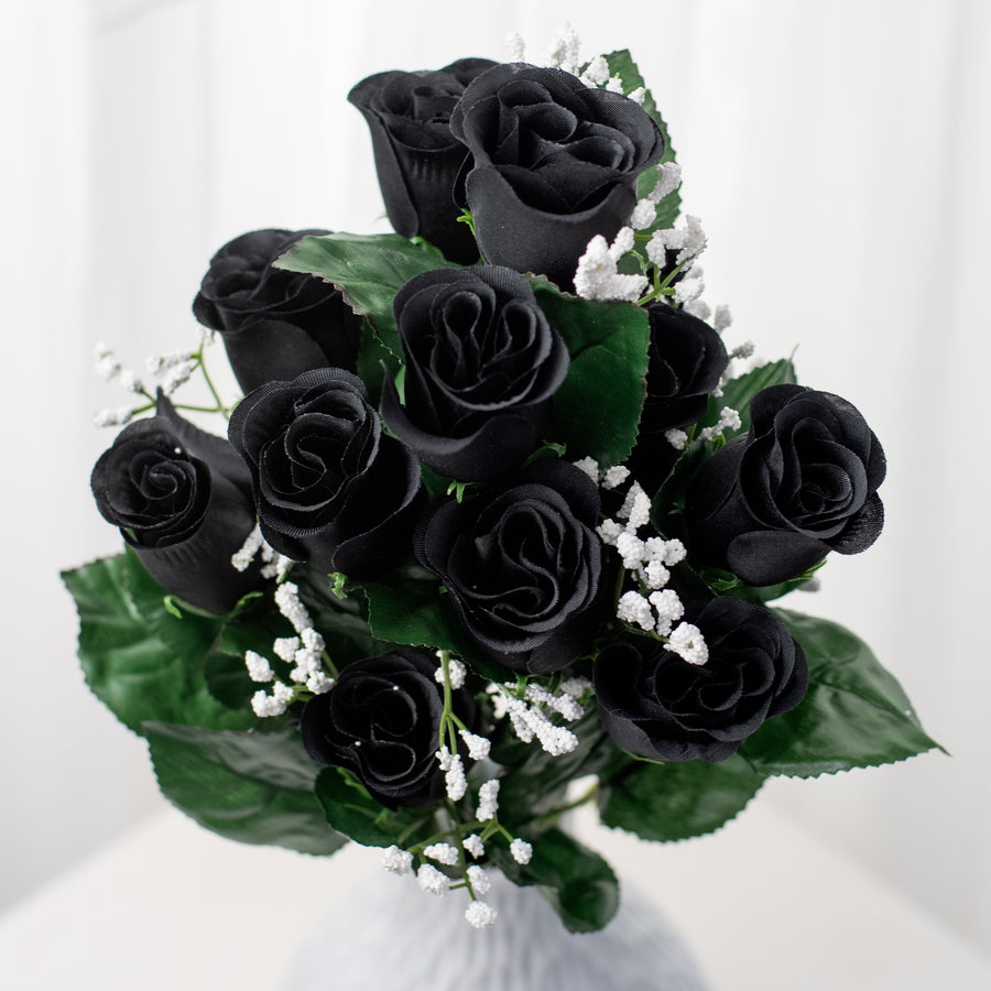 18" Colorfast Lillian Rose Bud Bush: Black (14) Item Number: 30308BKGN