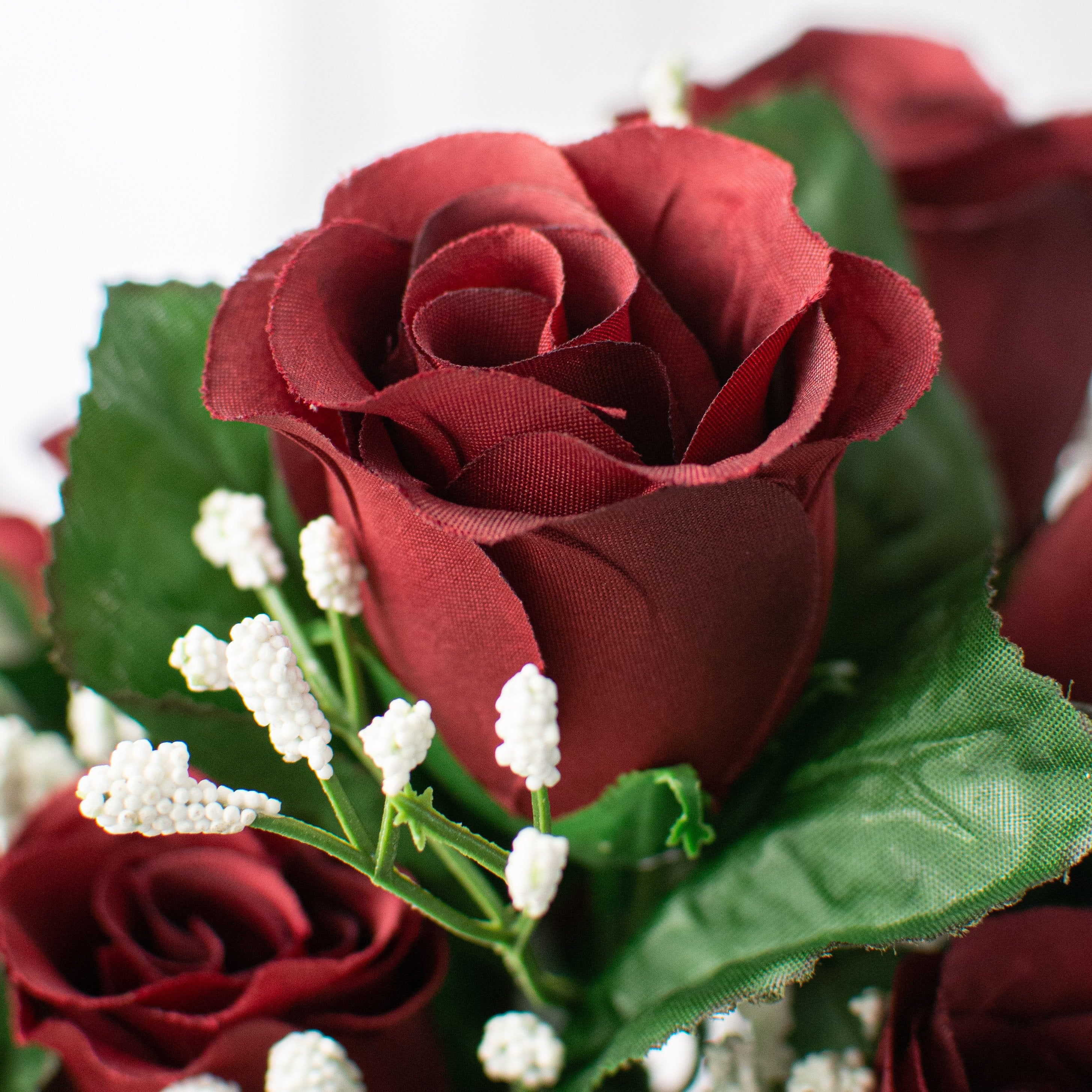 18" Colorfast Lillian Rose Bud Bush: Burgundy Lifestyle Photo
