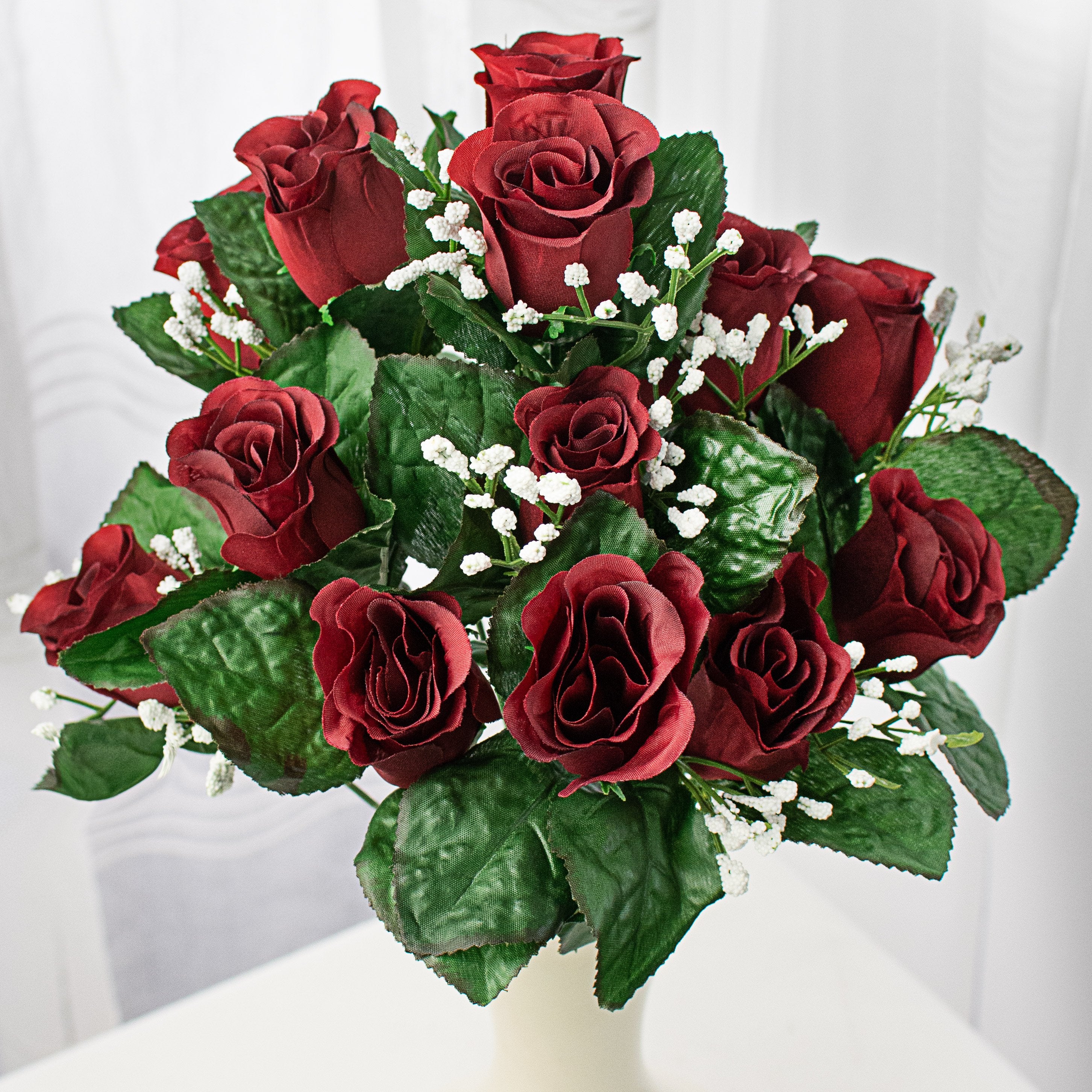 18" Colorfast Lillian Rose Bud Bush: Burgundy Item Number: 30308BG2