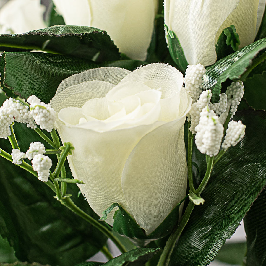 18" Colorfast Lillian Rose Bud Bush: Cream (14) Lifestyle Photo