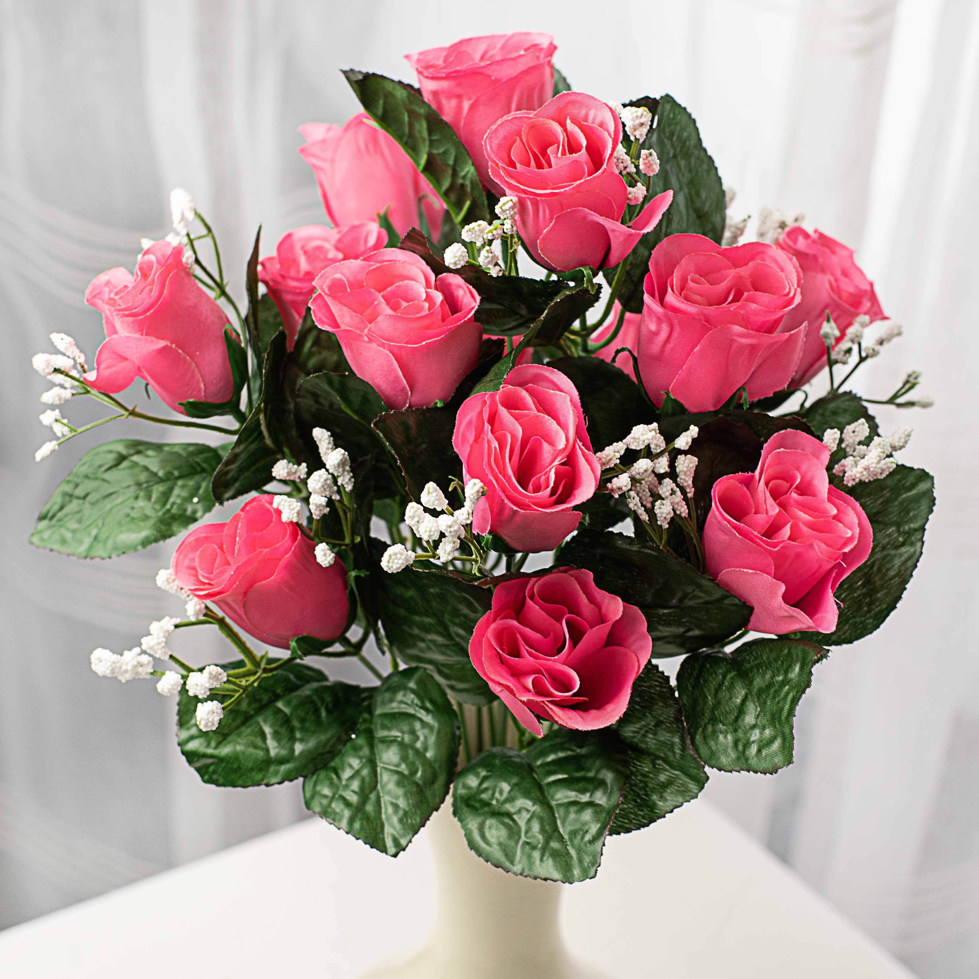 18" Colorfast Lillian Rose Bud Bush: Fuchsia Pink (14) Item Number: 30308BT