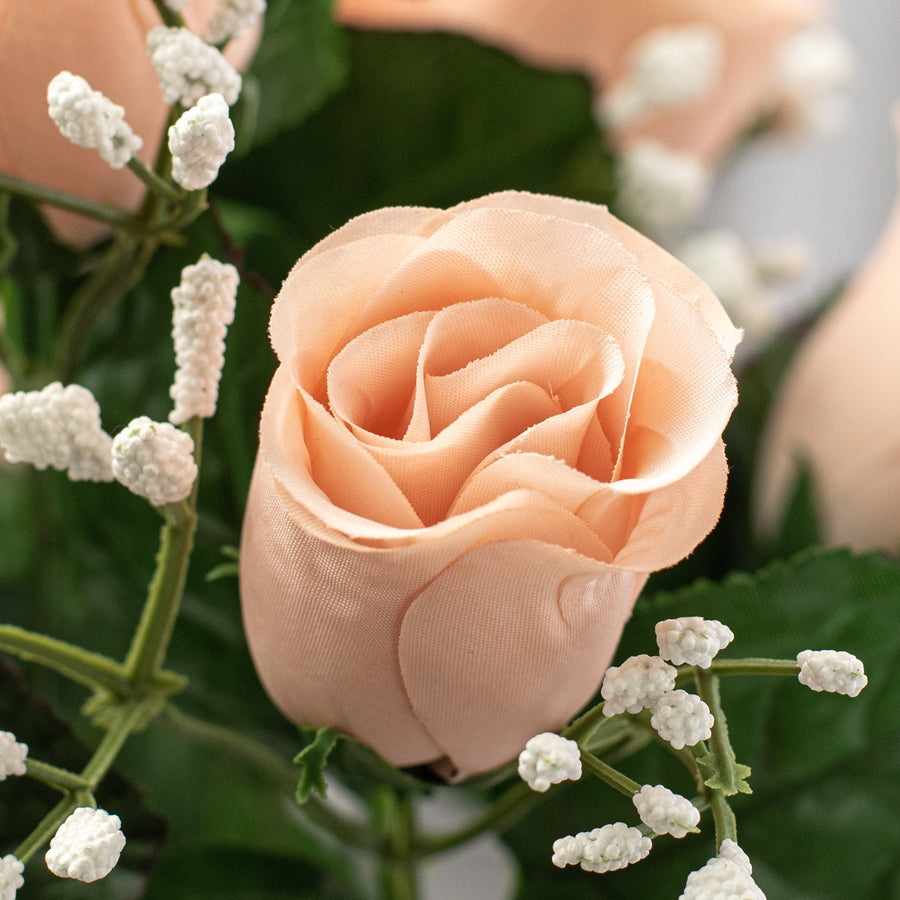 17" Colorfast Lillian Rose Bud Bush: Nude Pink Lifestyle Photo