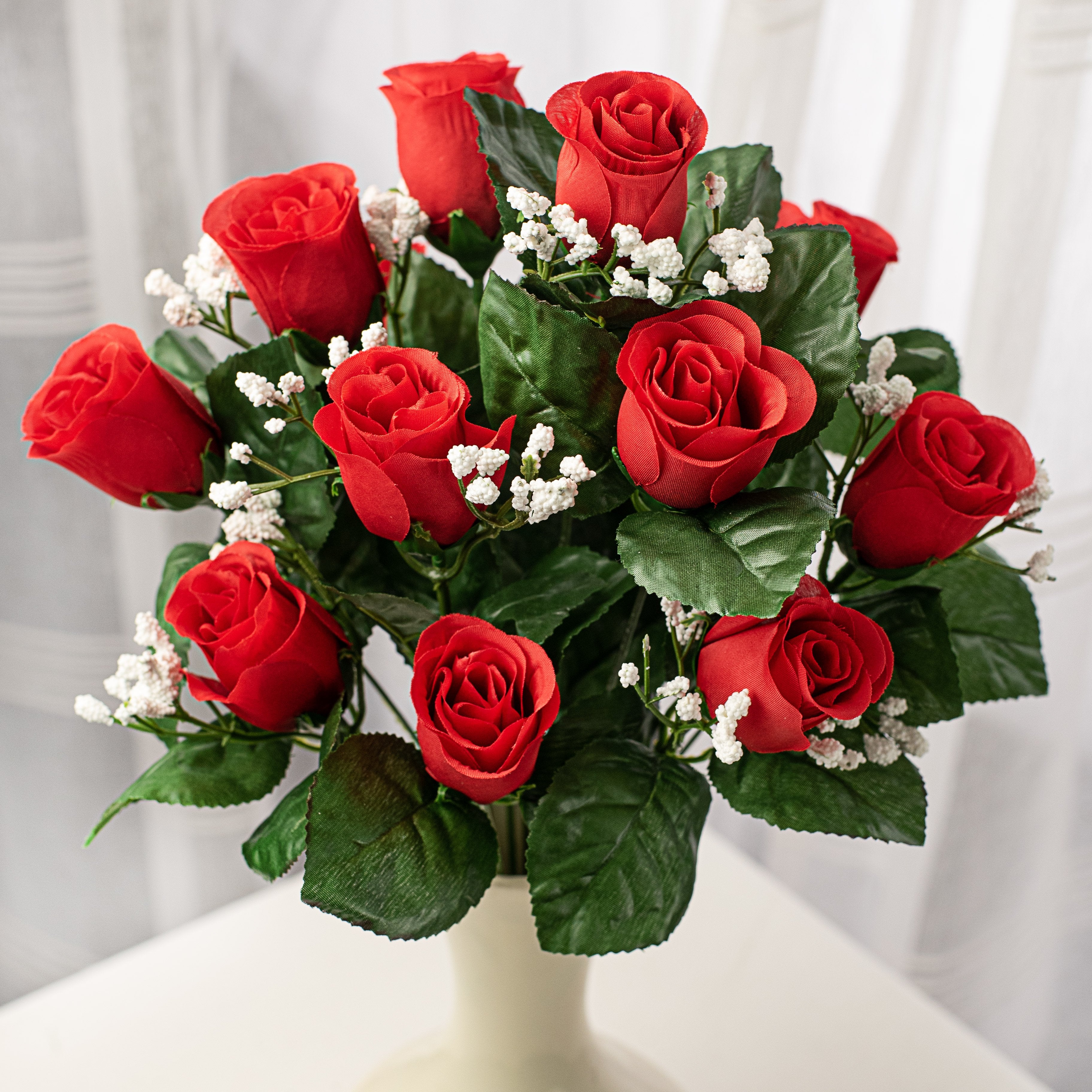 18" Colorfast Lillian Rose Bud Bush: Red (14) Item Number: 30308RD
