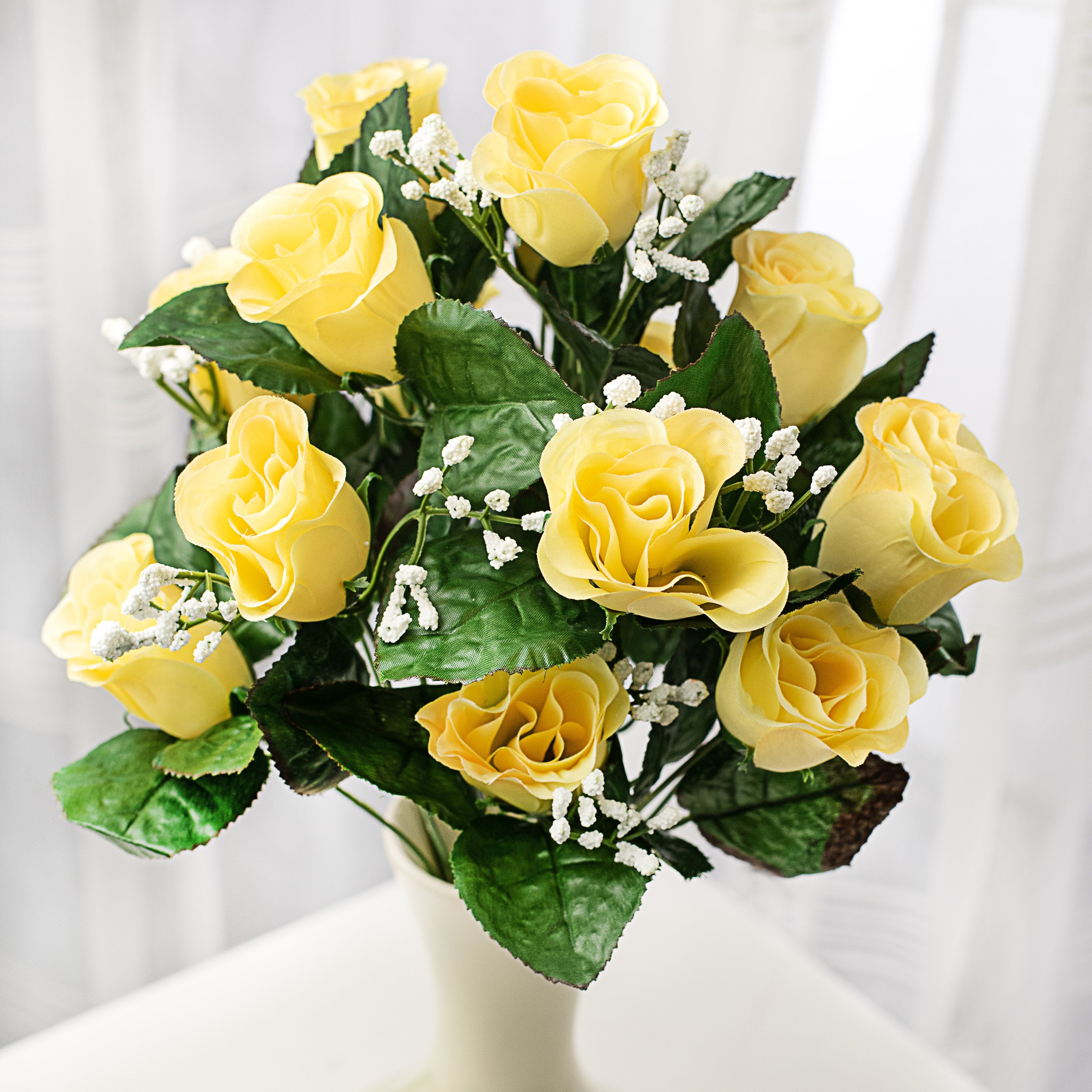 18" Colorfast Lillian Rose Bud Bush: Yellow (14) Item Number: 30308BBYW
