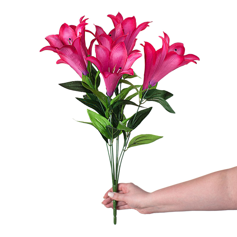 24" Colorfast Lily Bush: Fuchsia Pink detail photo 3