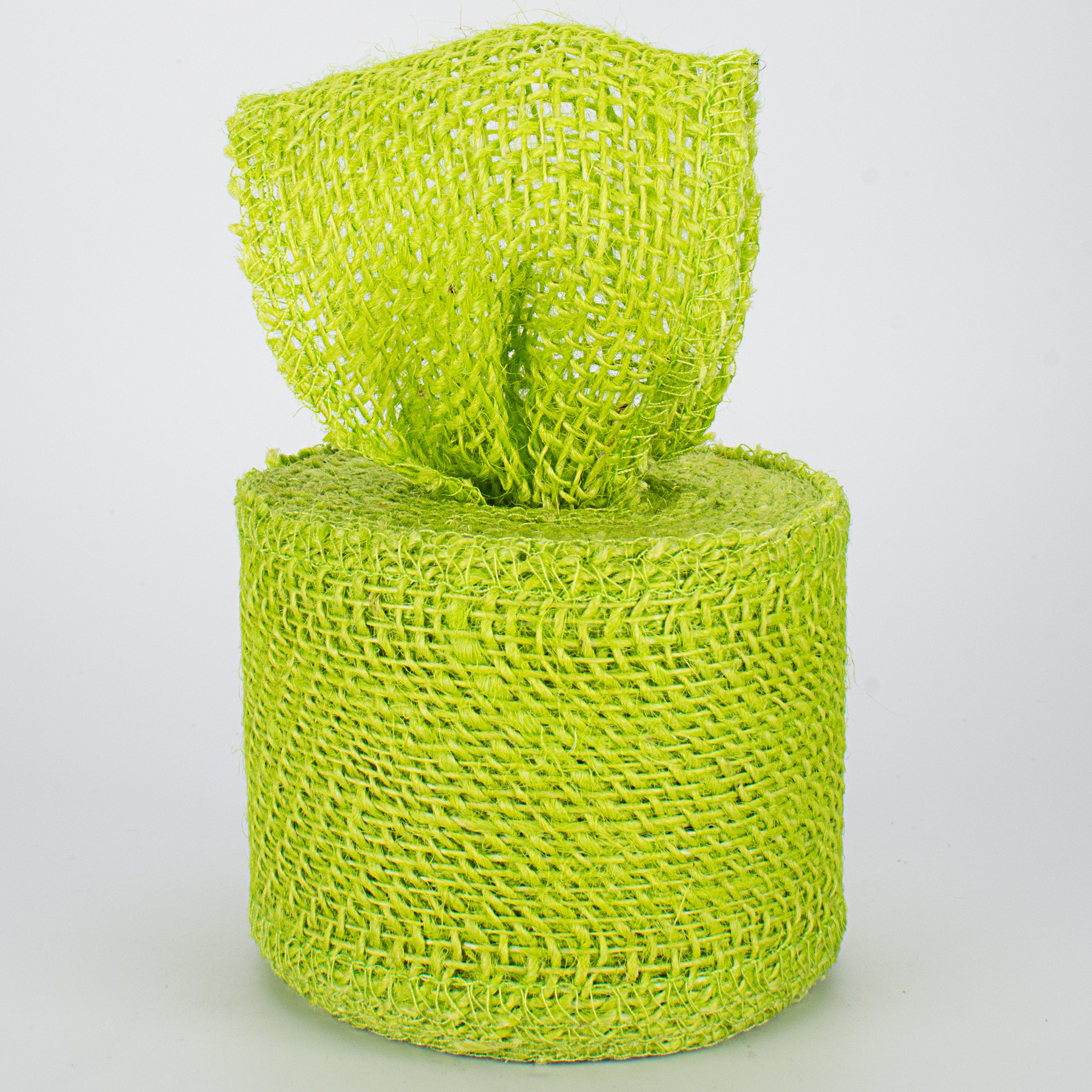 2.5" Colorfast Loose Weave Burlap: Apple Green (10 Yards) Lifestyle Photo