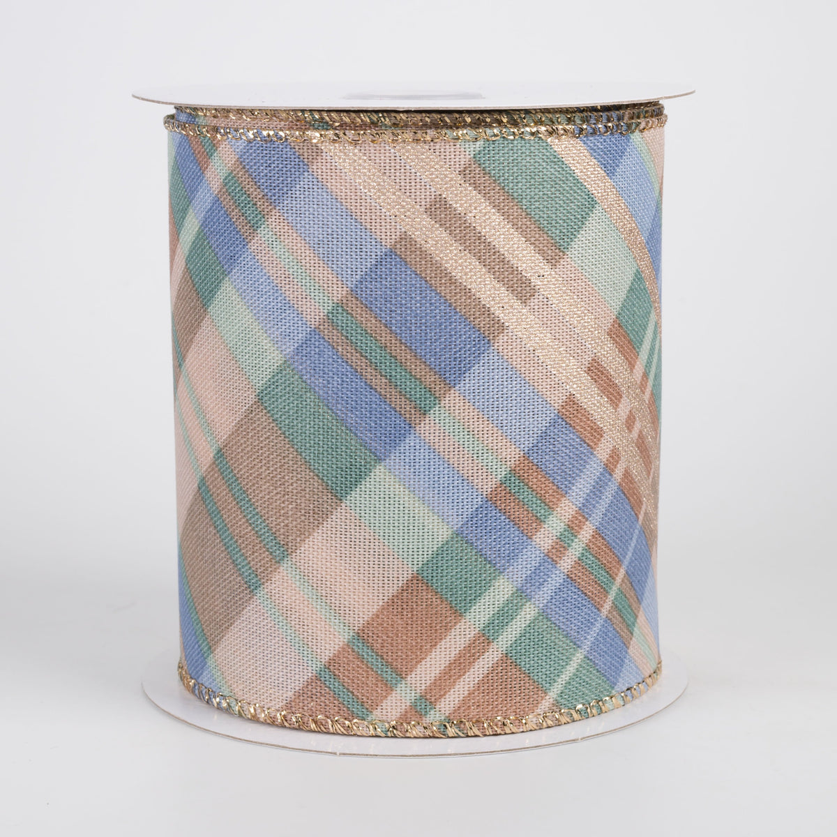 4" Conklin Plaid Ribbon: Sage, Tan & Dusty Blue (10 Yards) Item Number: 71680-04-06