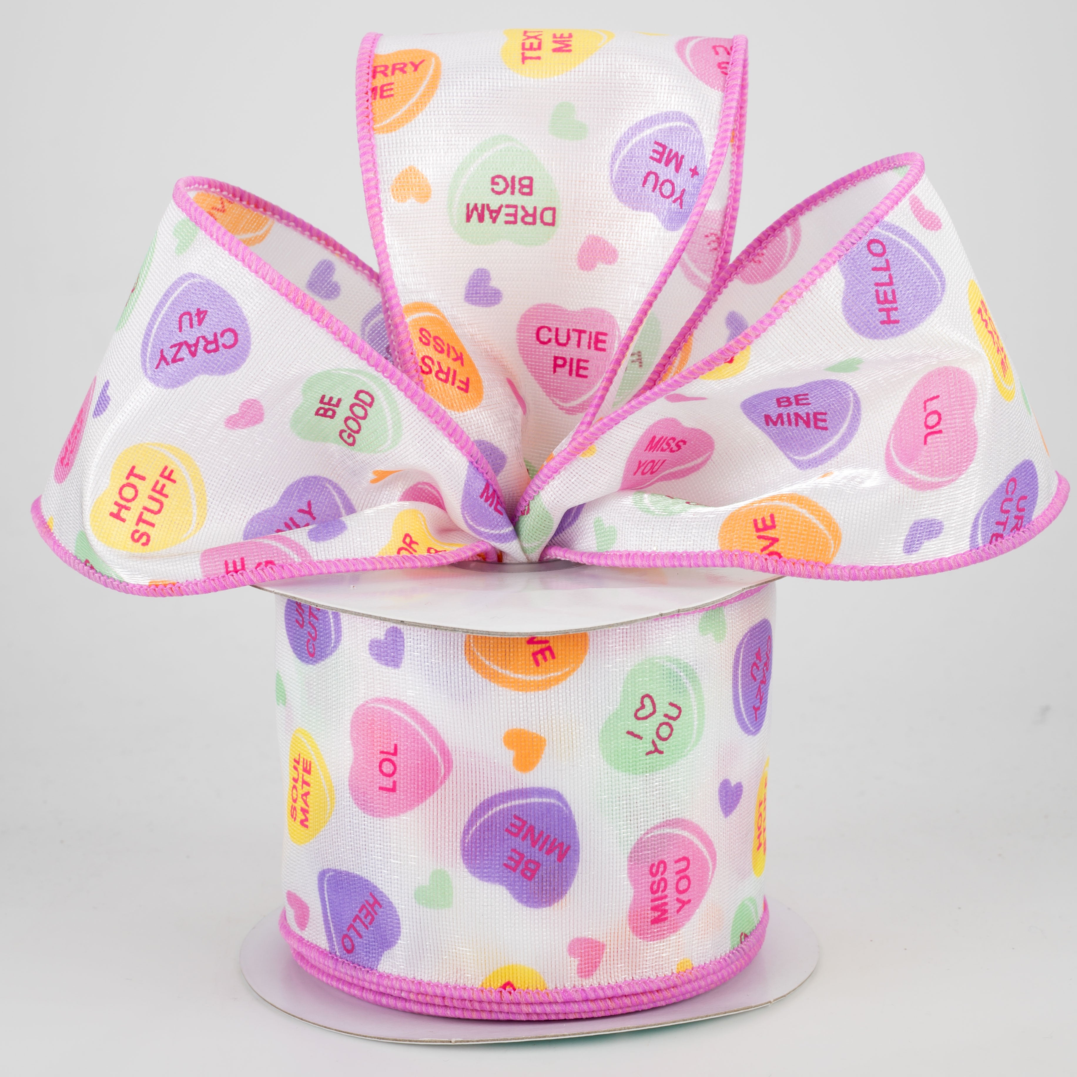 2.5" Conversation Candy Hearts Ribbon (10 Yards) Lifestyle Photo