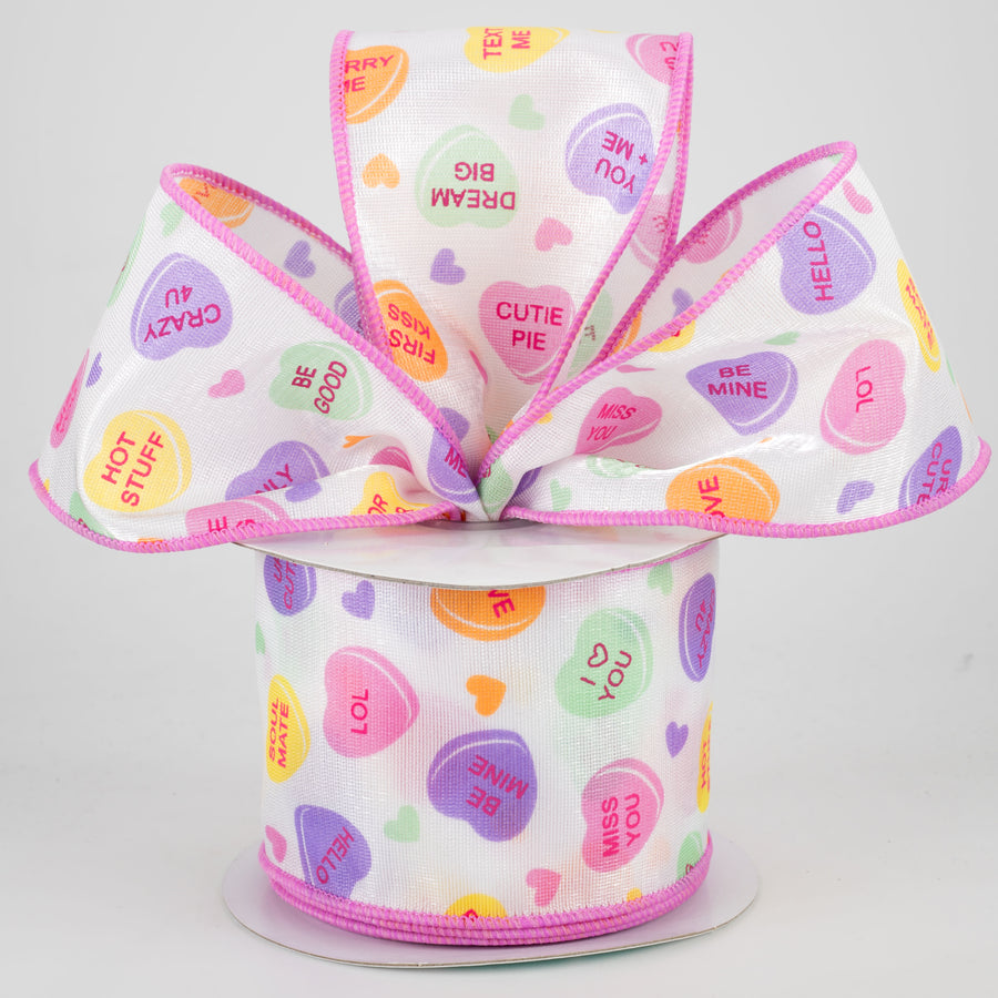 2.5" Conversation Candy Hearts Ribbon (10 Yards) Lifestyle Photo
