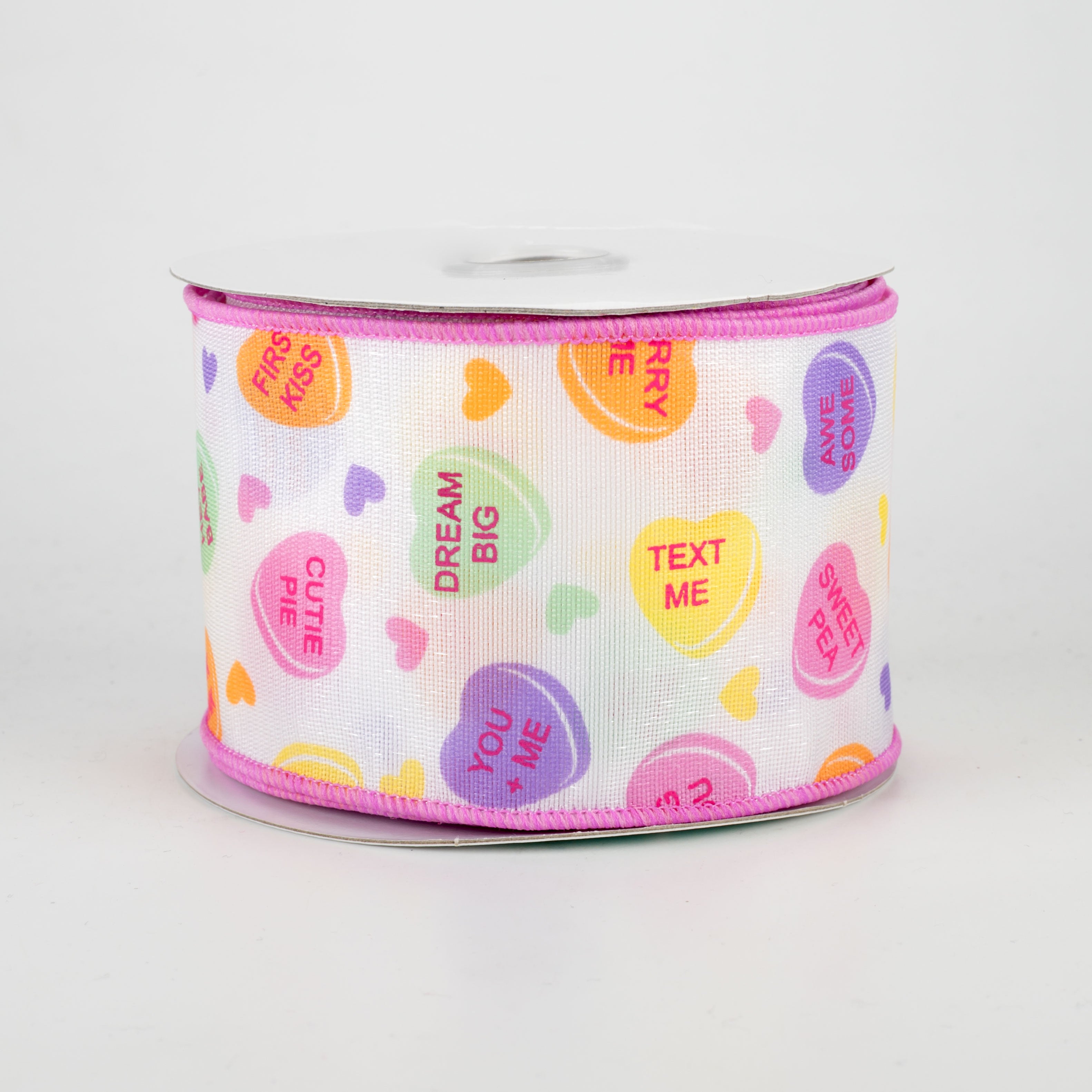 2.5" Conversation Candy Hearts Ribbon (10 Yards)