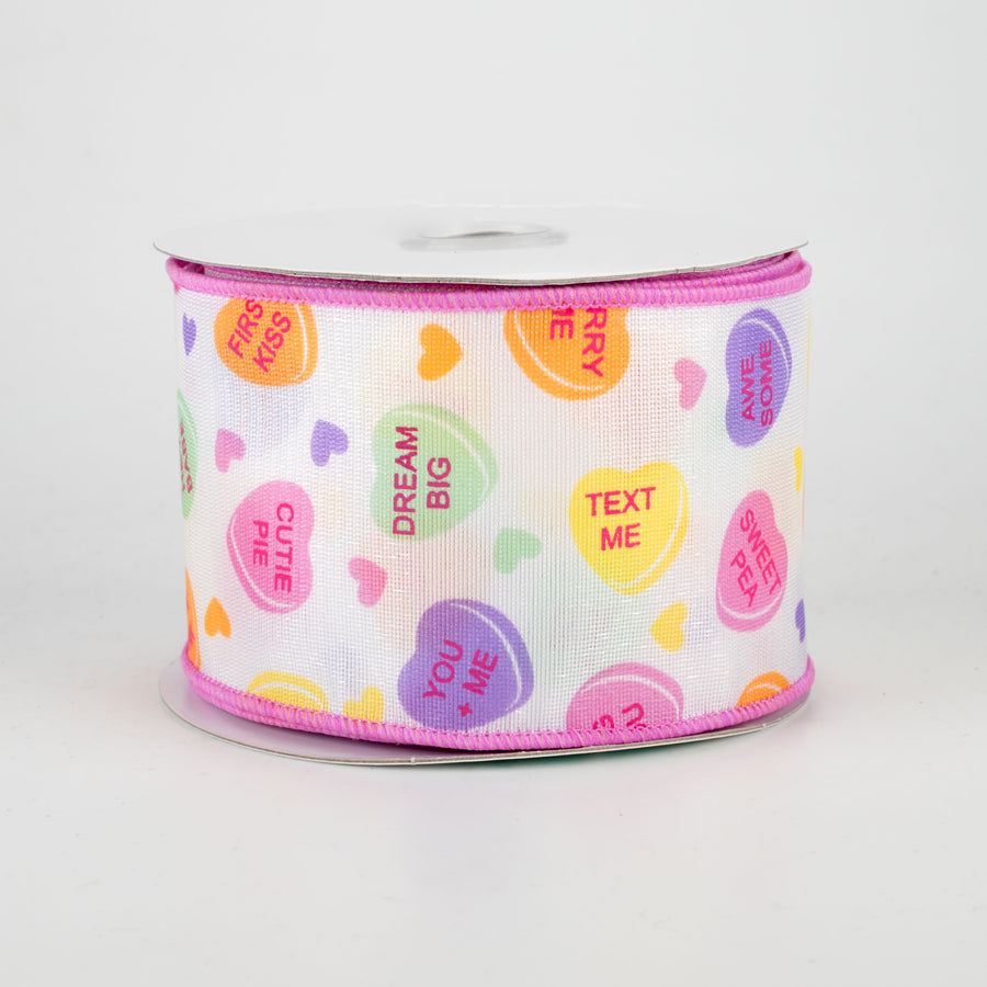 2.5" Conversation Candy Hearts Ribbon (10 Yards)