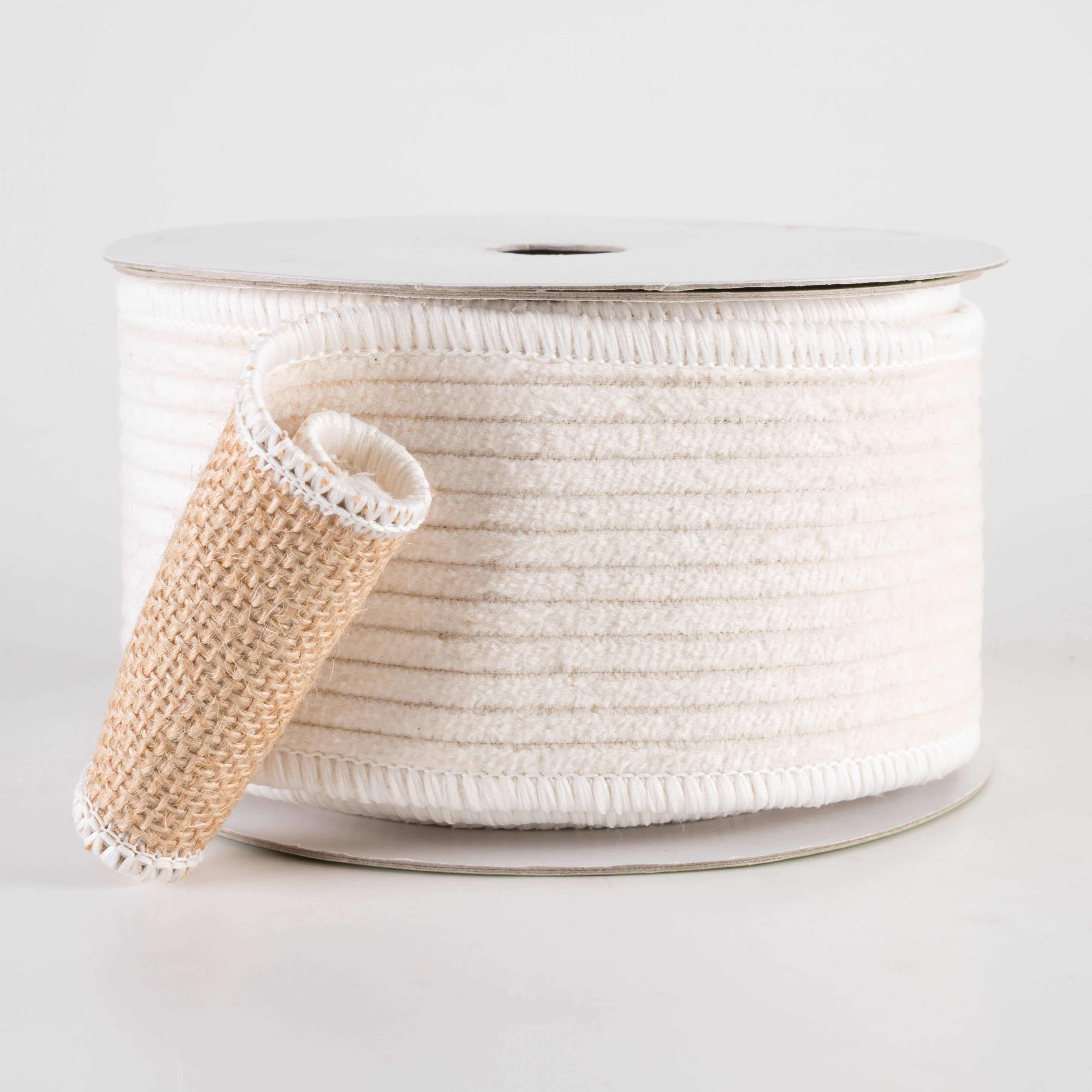 2.5" Corduroy & Burlap Double Sided Ribbon: Cream (5 Yards) Item Number: RW2758-CR