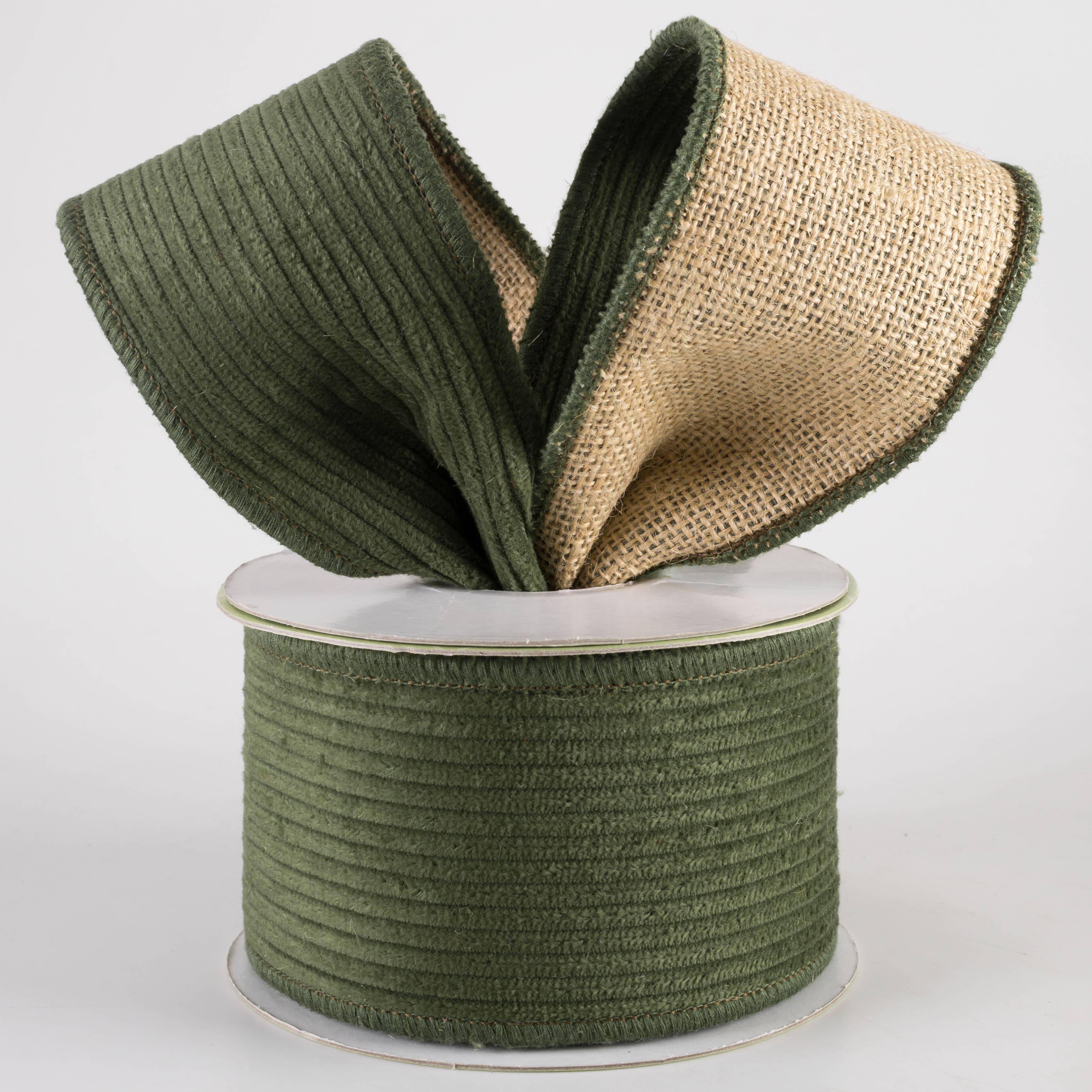 2.5" Corduroy & Burlap Double Sided Ribbon: Green (5 Yards) Lifestyle Photo