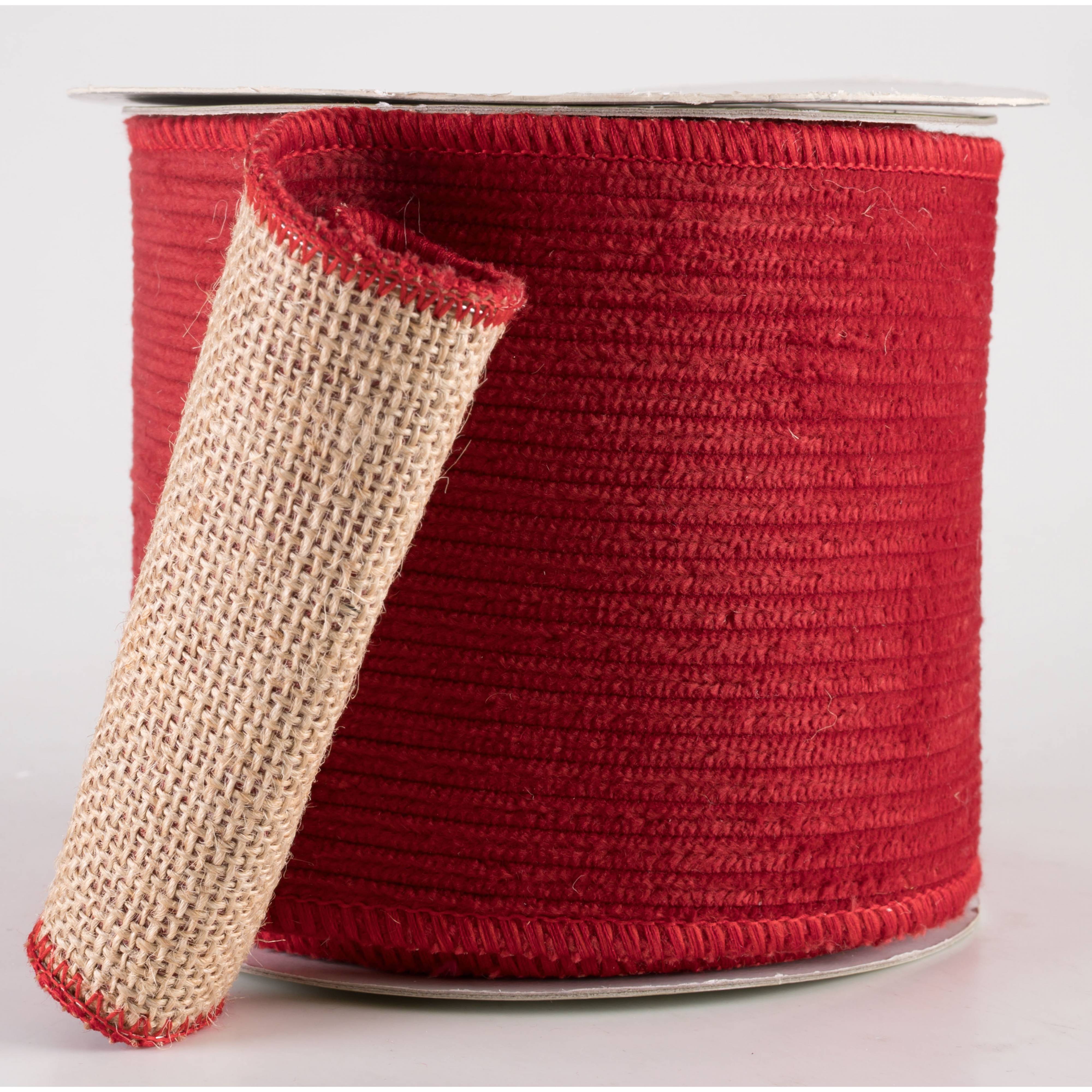 4" Corduroy & Burlap Double Sided Ribbon: Red (5 Yards) Item Number: RW2787-RE