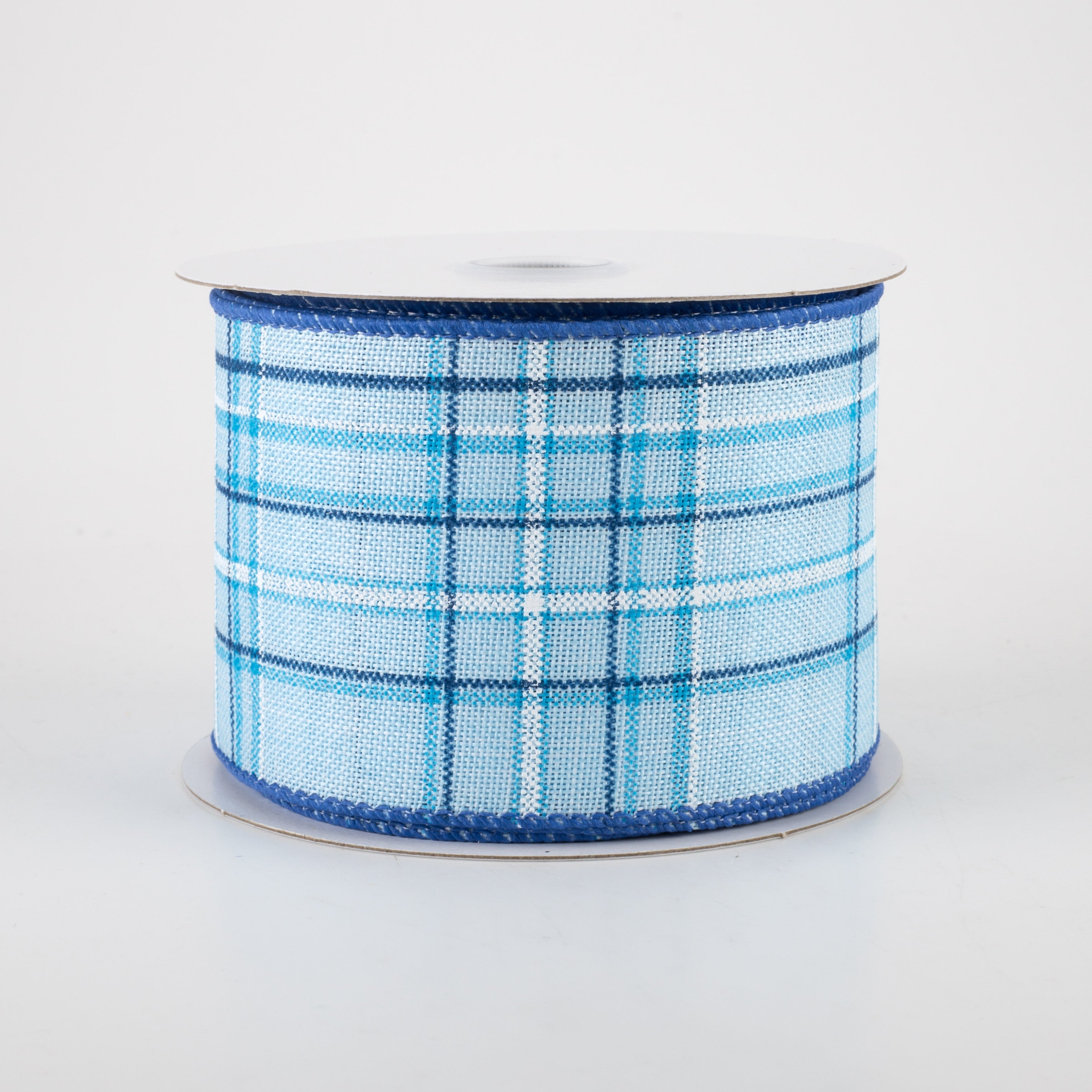 2.5" Cornelia Plaid Ribbon: Blue, Navy & White (10 Yards) Item Number: 41239-40-04