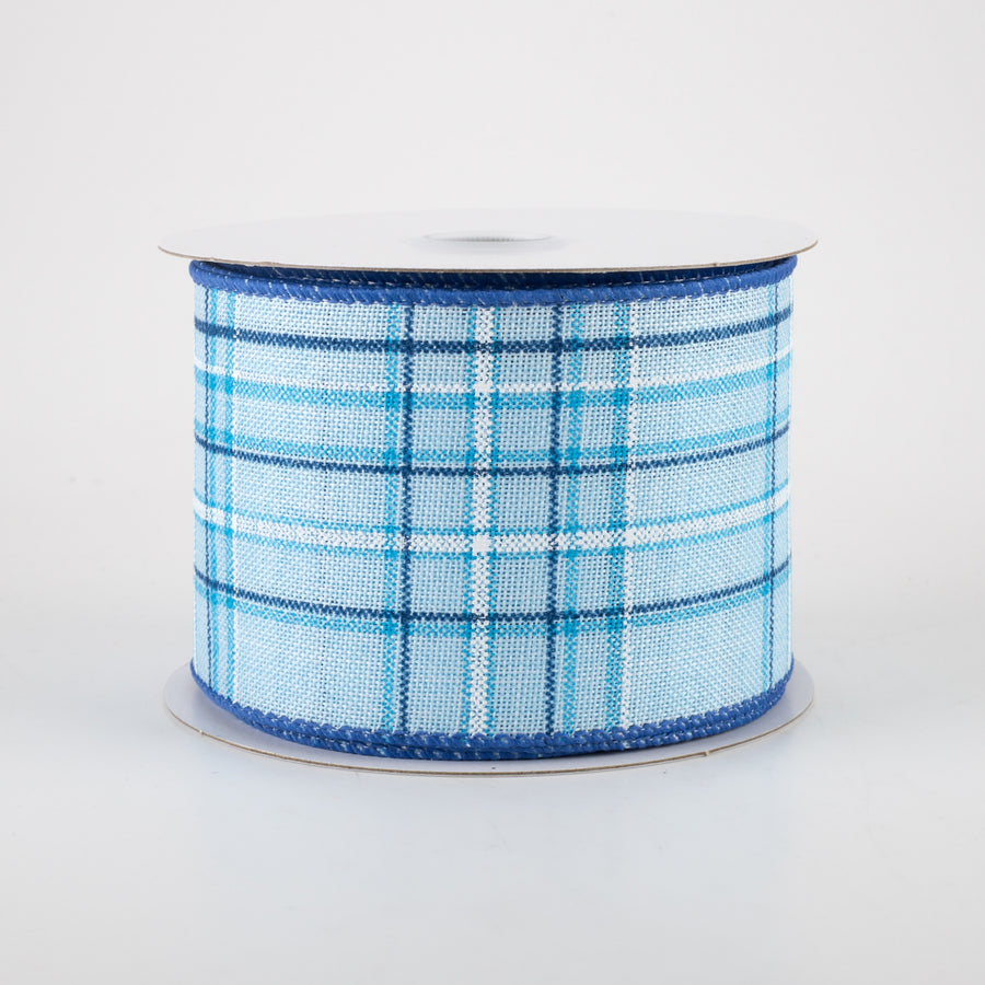 2.5" Cornelia Plaid Ribbon: Blue, Navy & White (10 Yards) Item Number: 41239-40-04