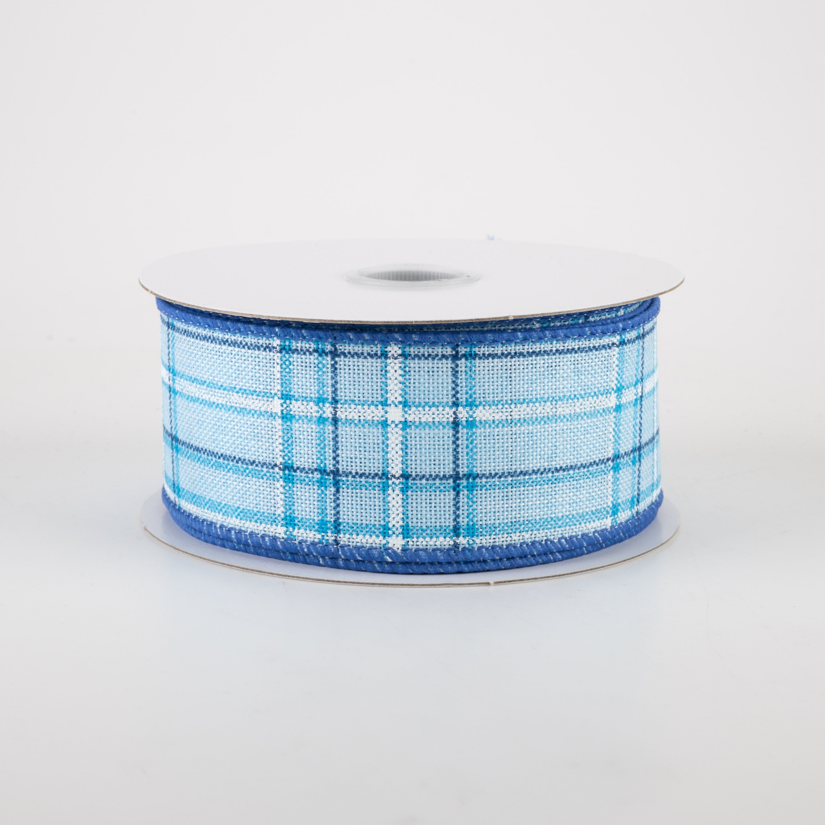 1.5" Cornelia Plaid Ribbon: Blue, Navy & White (10 Yards)