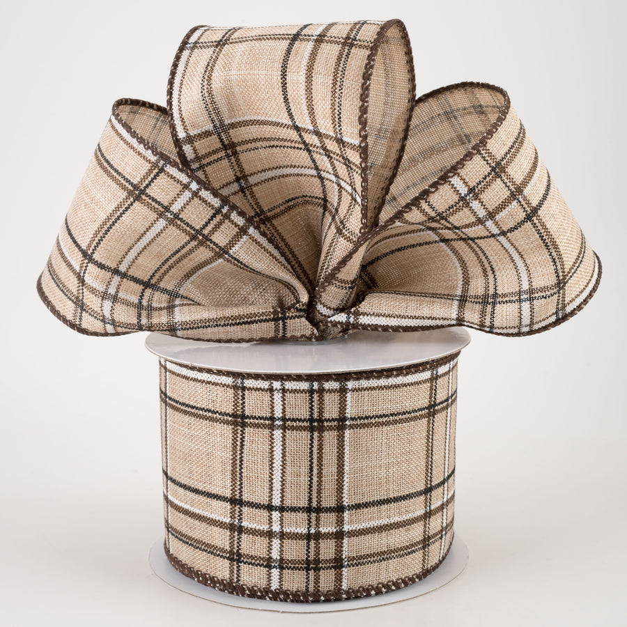 2.5" Cornelia Plaid Ribbon: Brown, Black & White (10 Yards) Lifestyle Photo