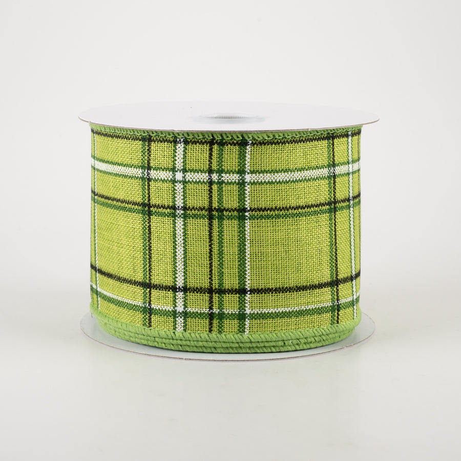 2.5" Cornelia Plaid Ribbon: Green, White & Black (10 Yards) Item Number: 41239-40-29