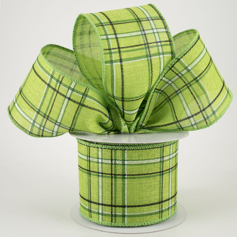 2.5" Cornelia Plaid Ribbon: Green, White & Black (10 Yards) Lifestyle Photo